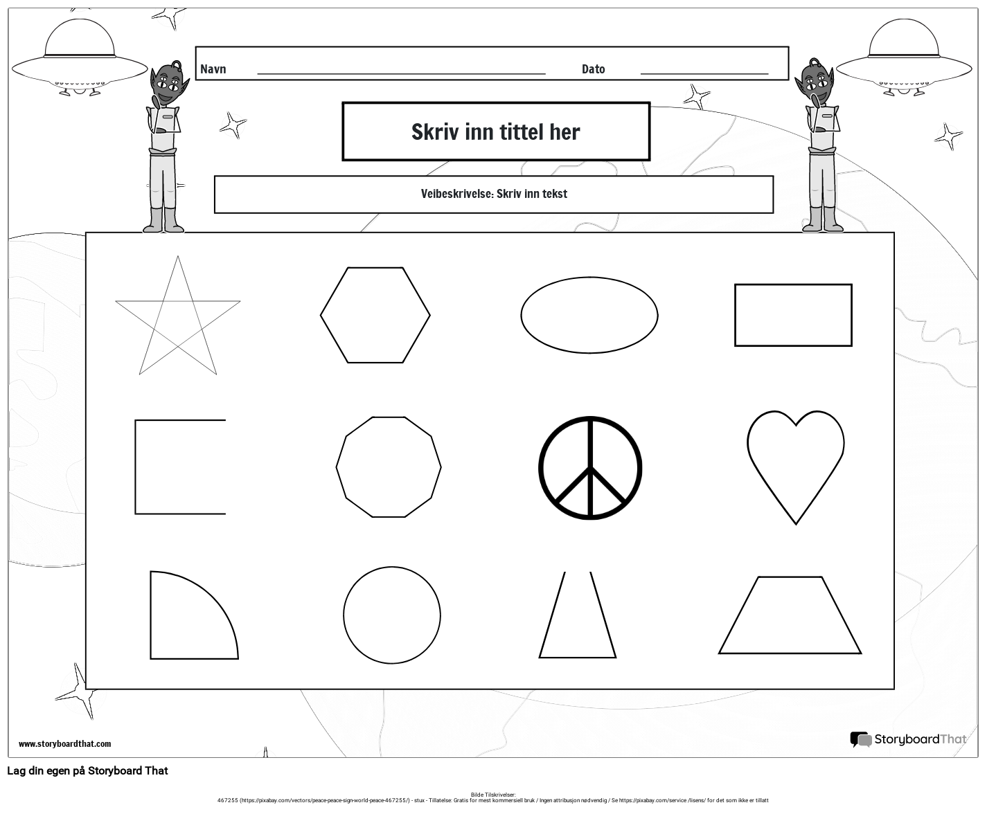 plass tema polygon arbeidsark