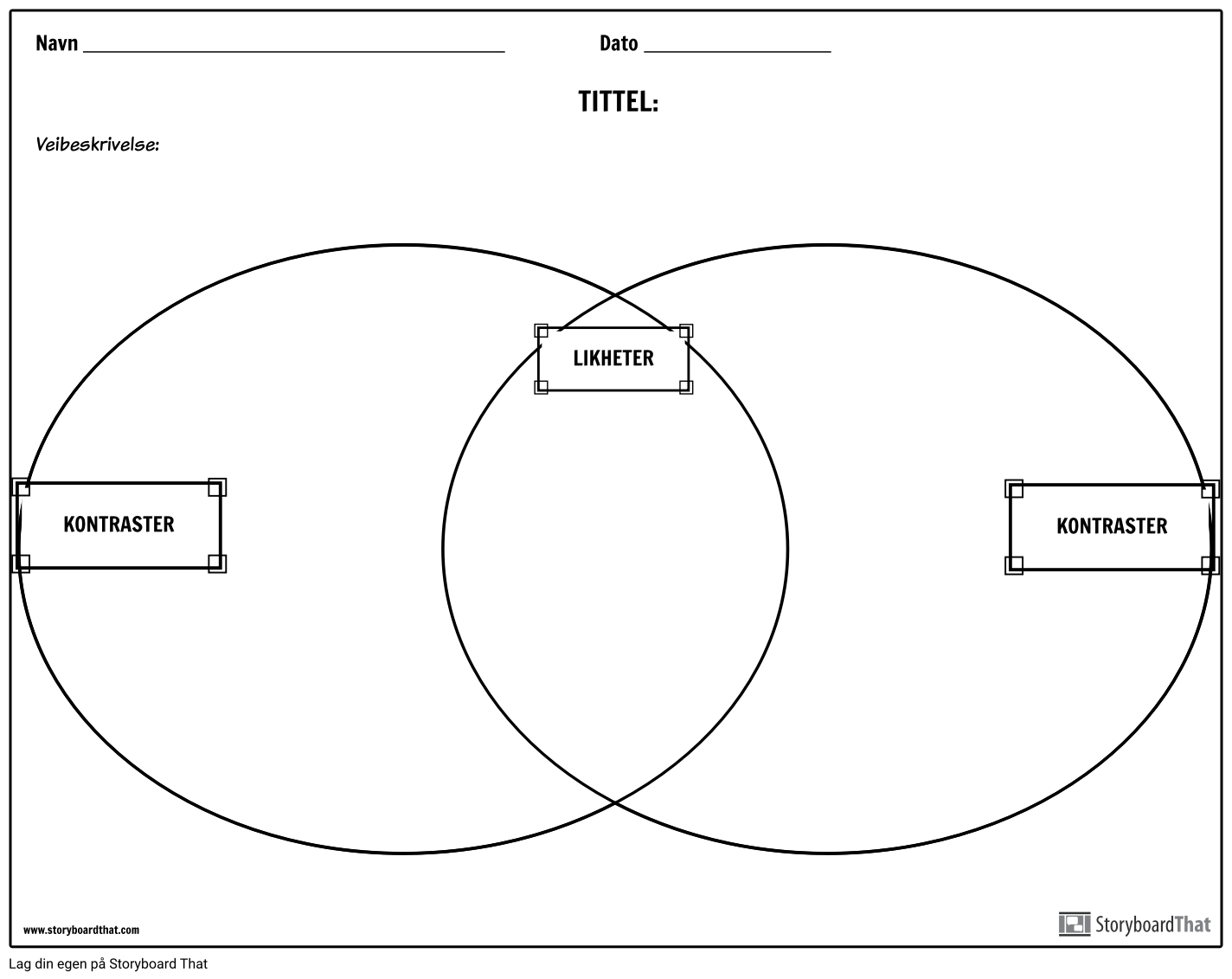 Sammenlign Kontrast Venn Diagram