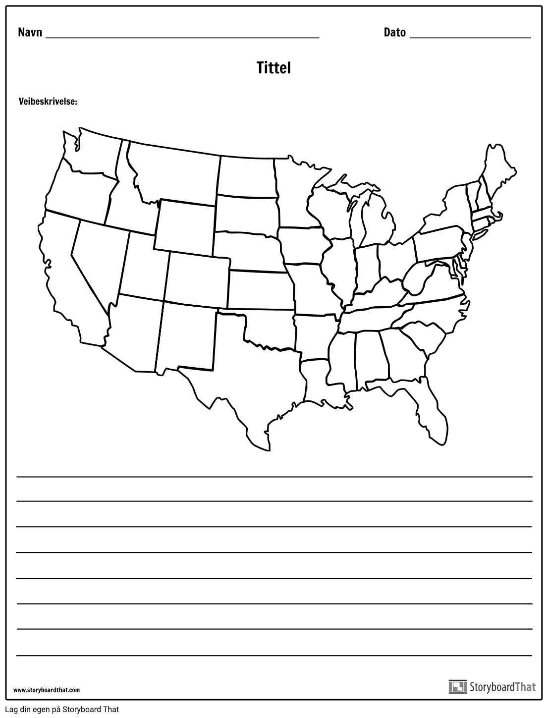 United States Map - Med Linjer