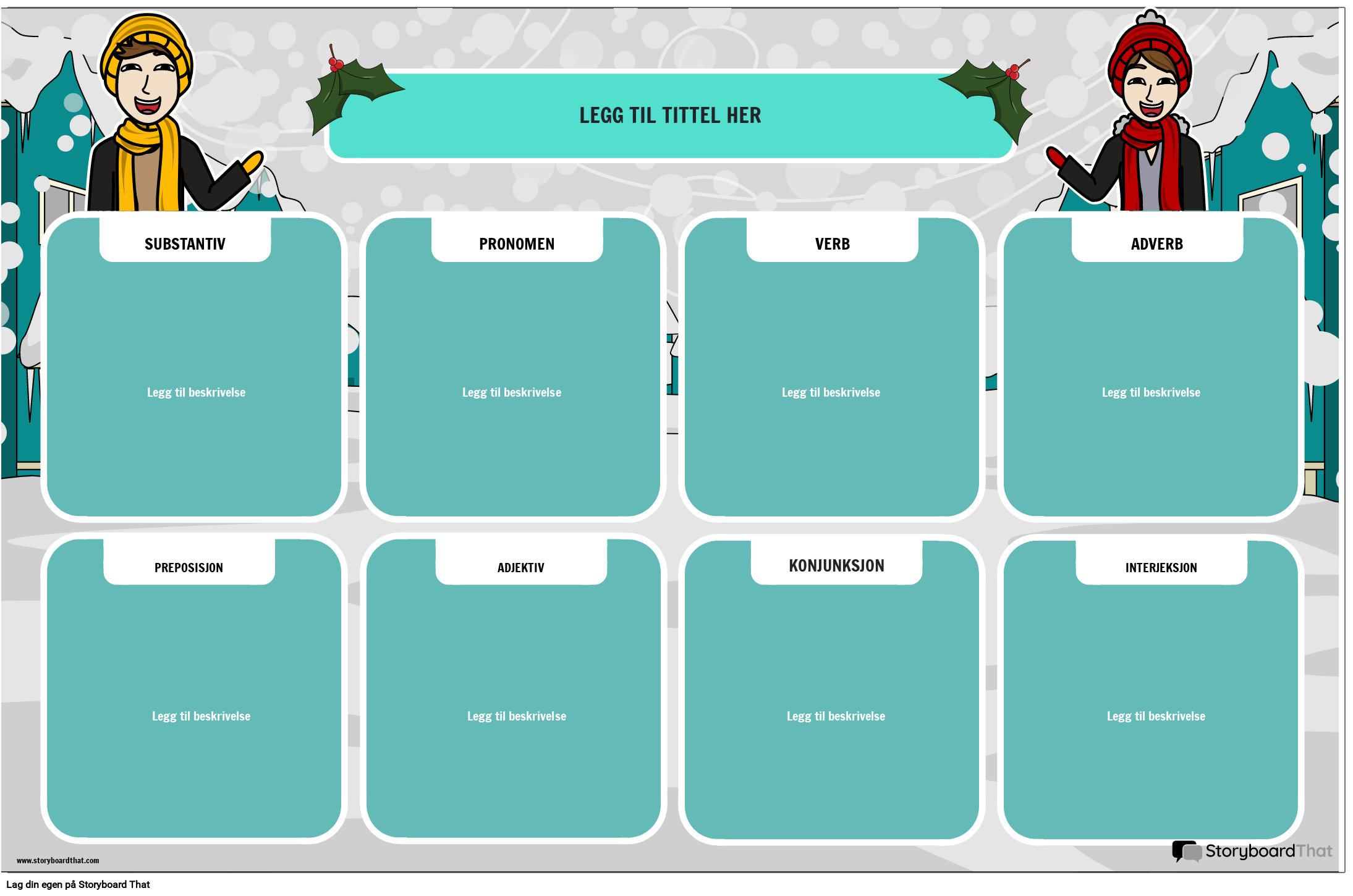 Vinter tema Parts Of Speech plakat Storyboard Por No examples
