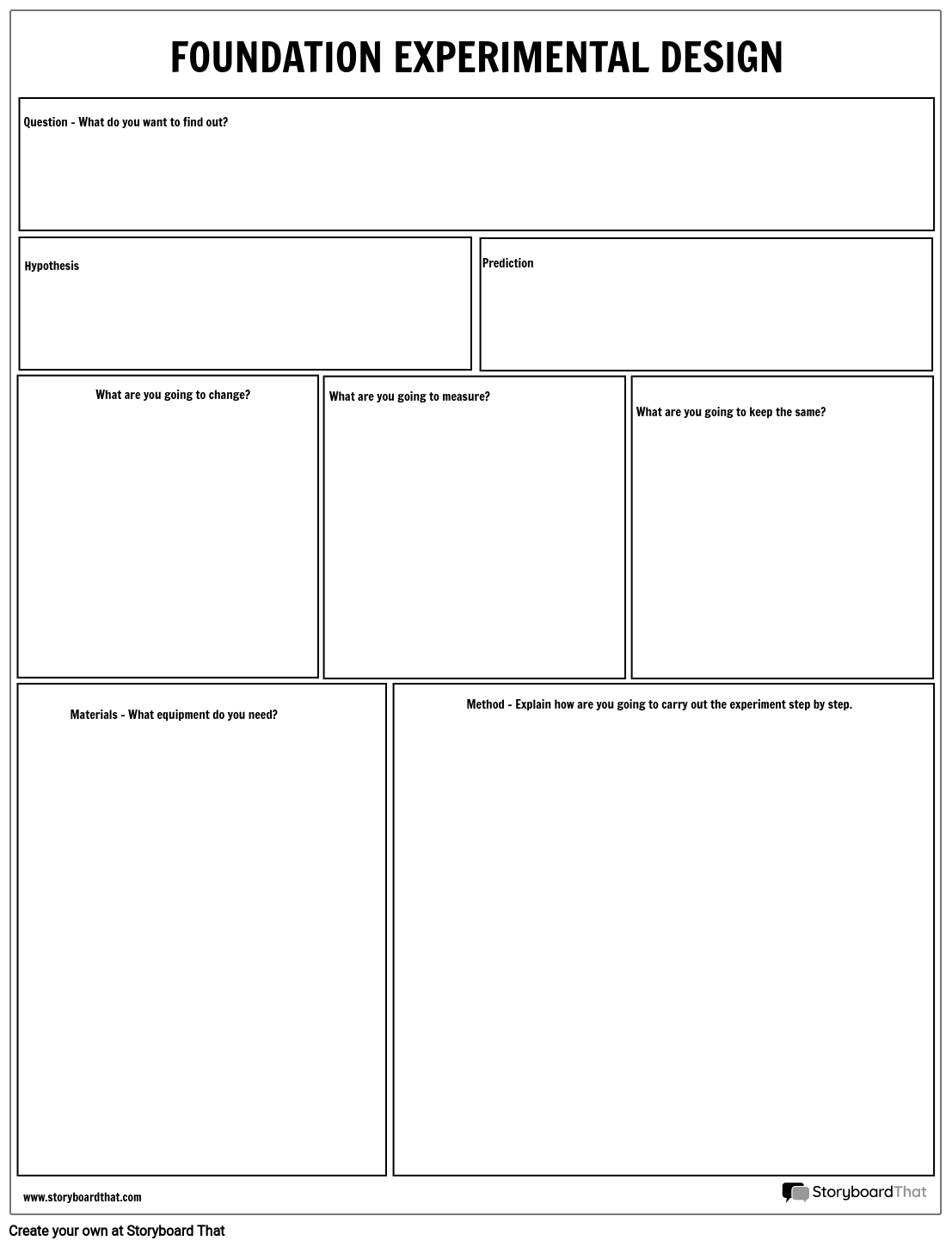 Print Ready Experimental Design Idea Sheet