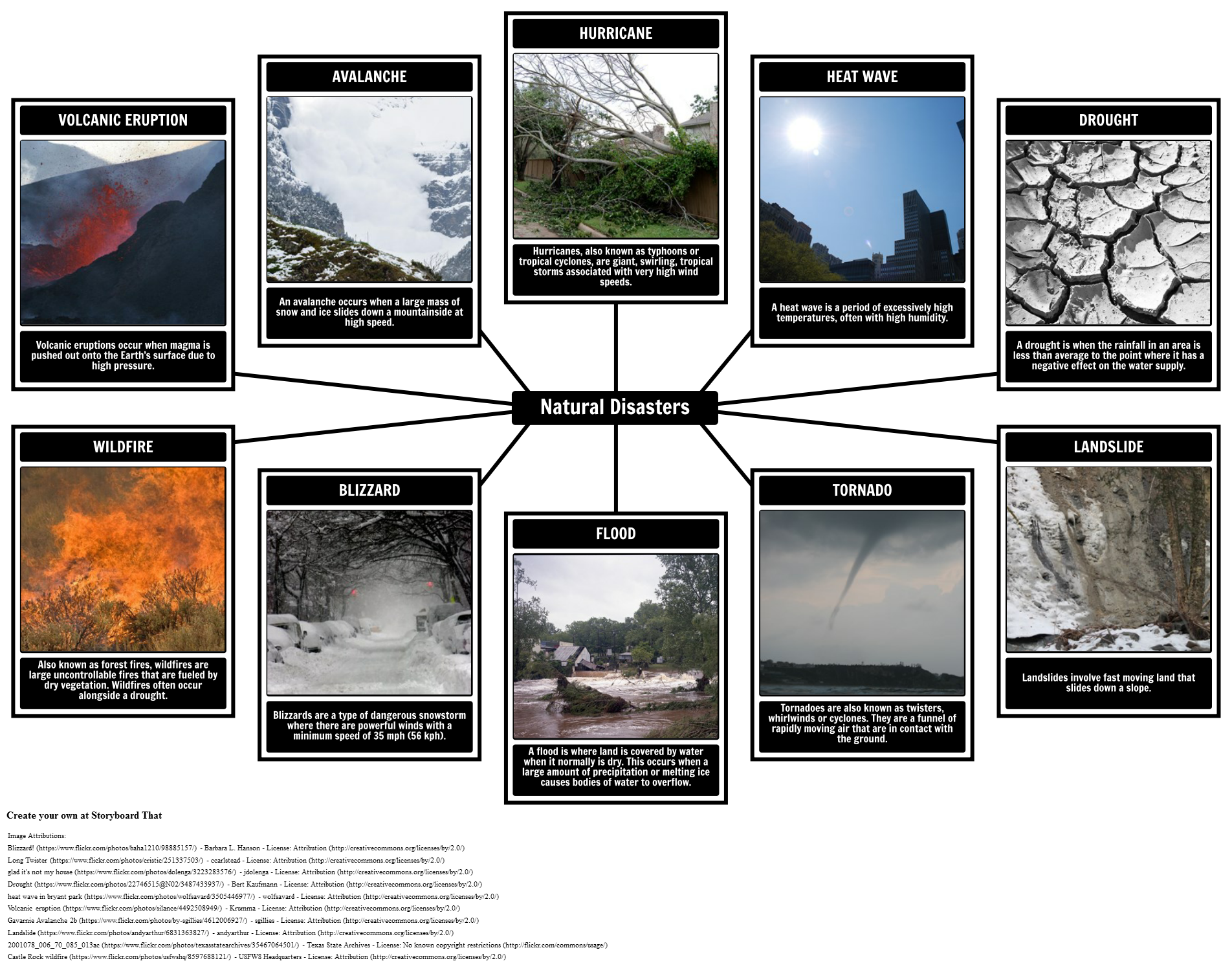 Natural Disasters Examples Storyboard by oliversmith