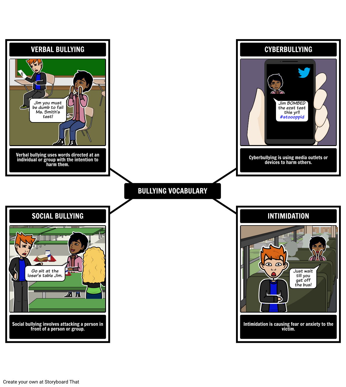 Bullying Vocabulary Spider Map