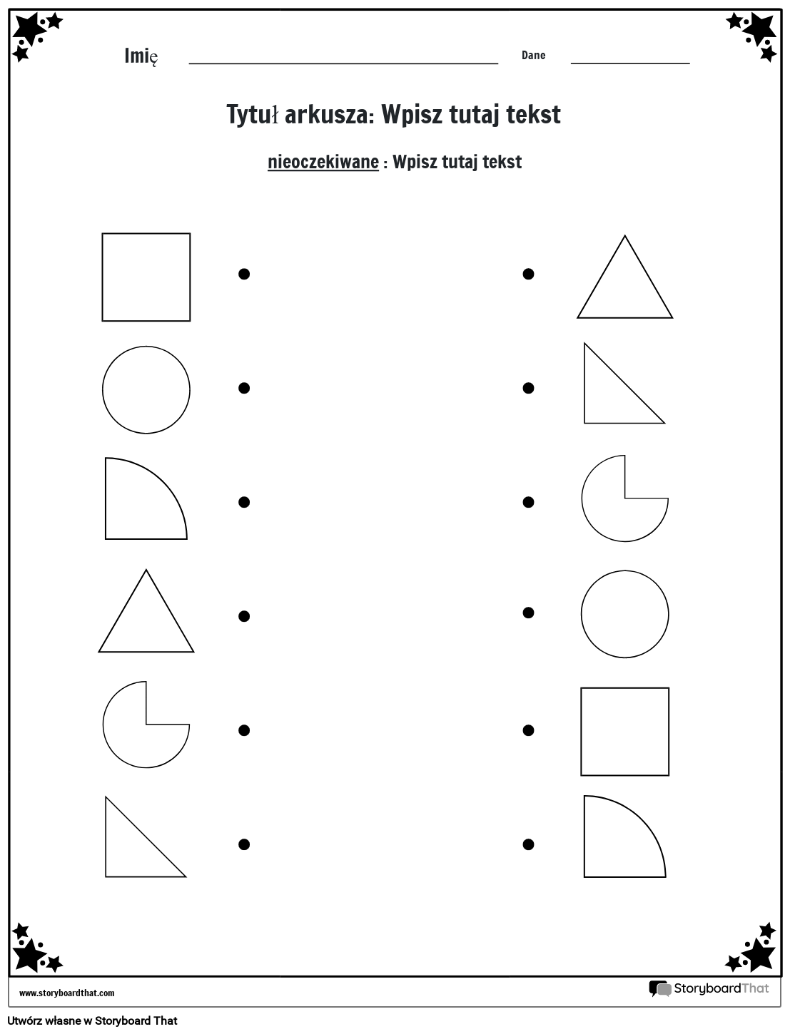 Arkusz dopasowywania kształtów (czarno-biały)