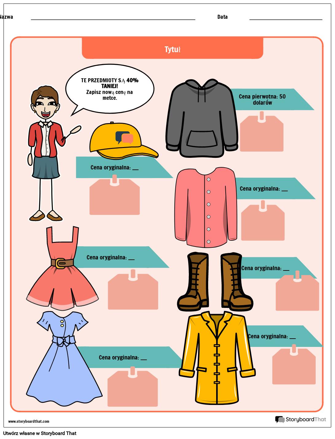Arkusz Procentowy Sprzedaży Ubrań