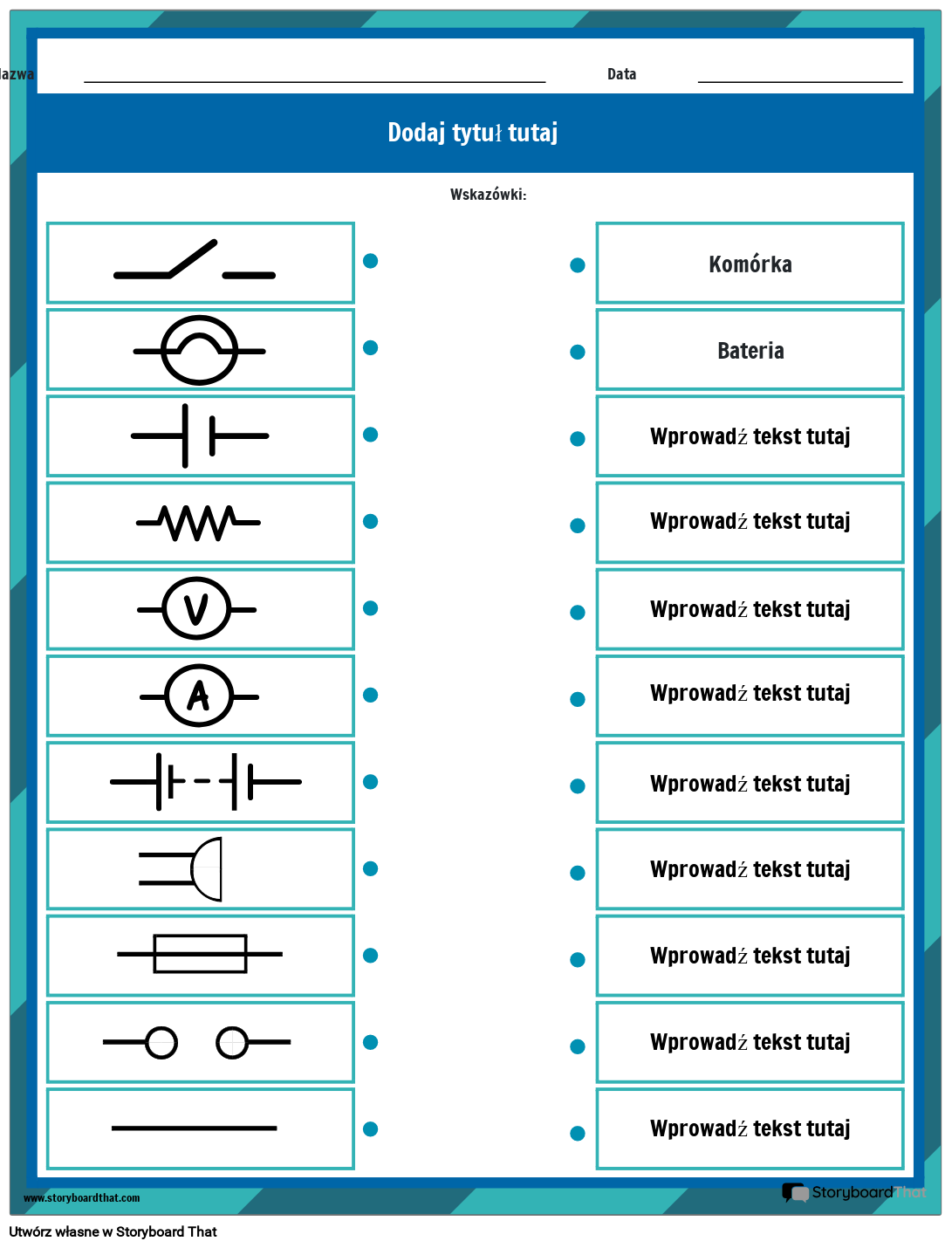 Arkusz Symboli Elektrycznych Typu Pasującego