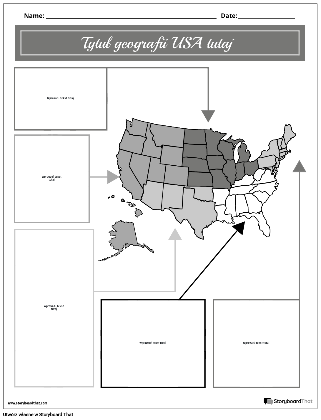 Geoportret USA Czarno-biały 2