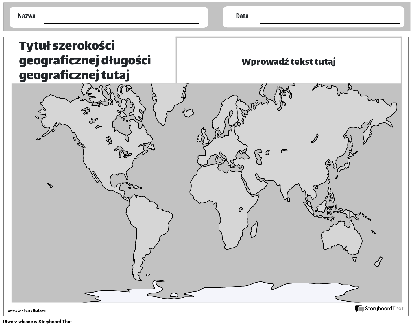 Nowy szablon strony tworzenia szerokości i długości geograficznej 1 (czarno