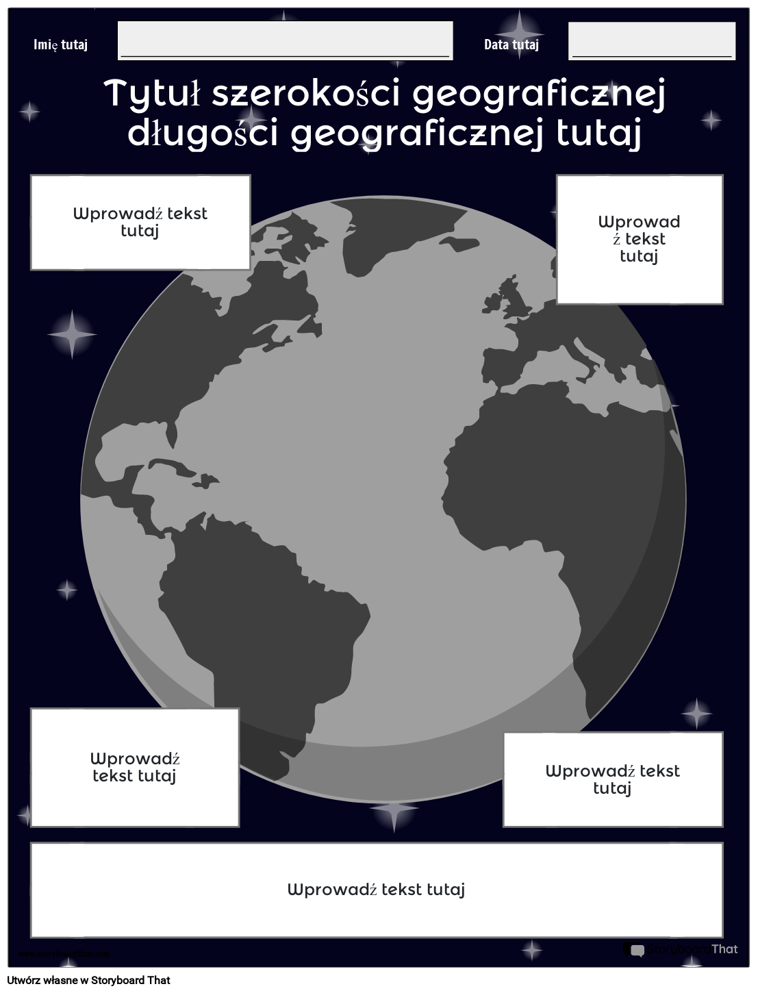 Nowy szablon strony tworzenia szerokości i długości geograficznej 3 (czarno