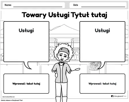 Nowy szablon strony tworzenia towarów i usług 2 (czarno-biały)