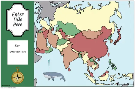 Plakat Mapy 32 Kolorowy Krajobraz Azja