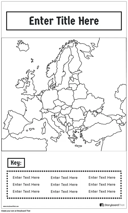 Plakat z Mapą 17 BW Portret-Europa