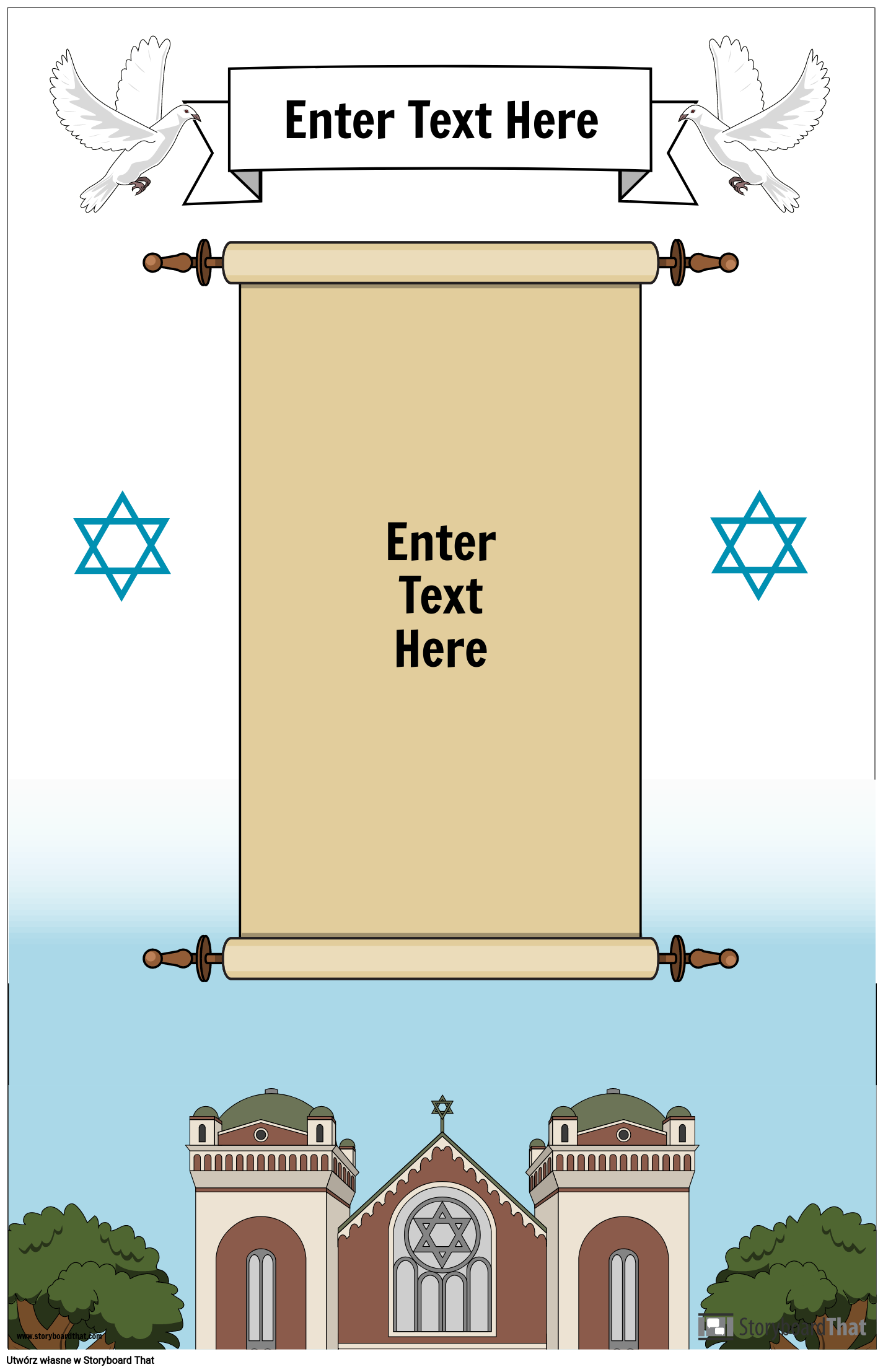 Żydowski plakat ze zwojem