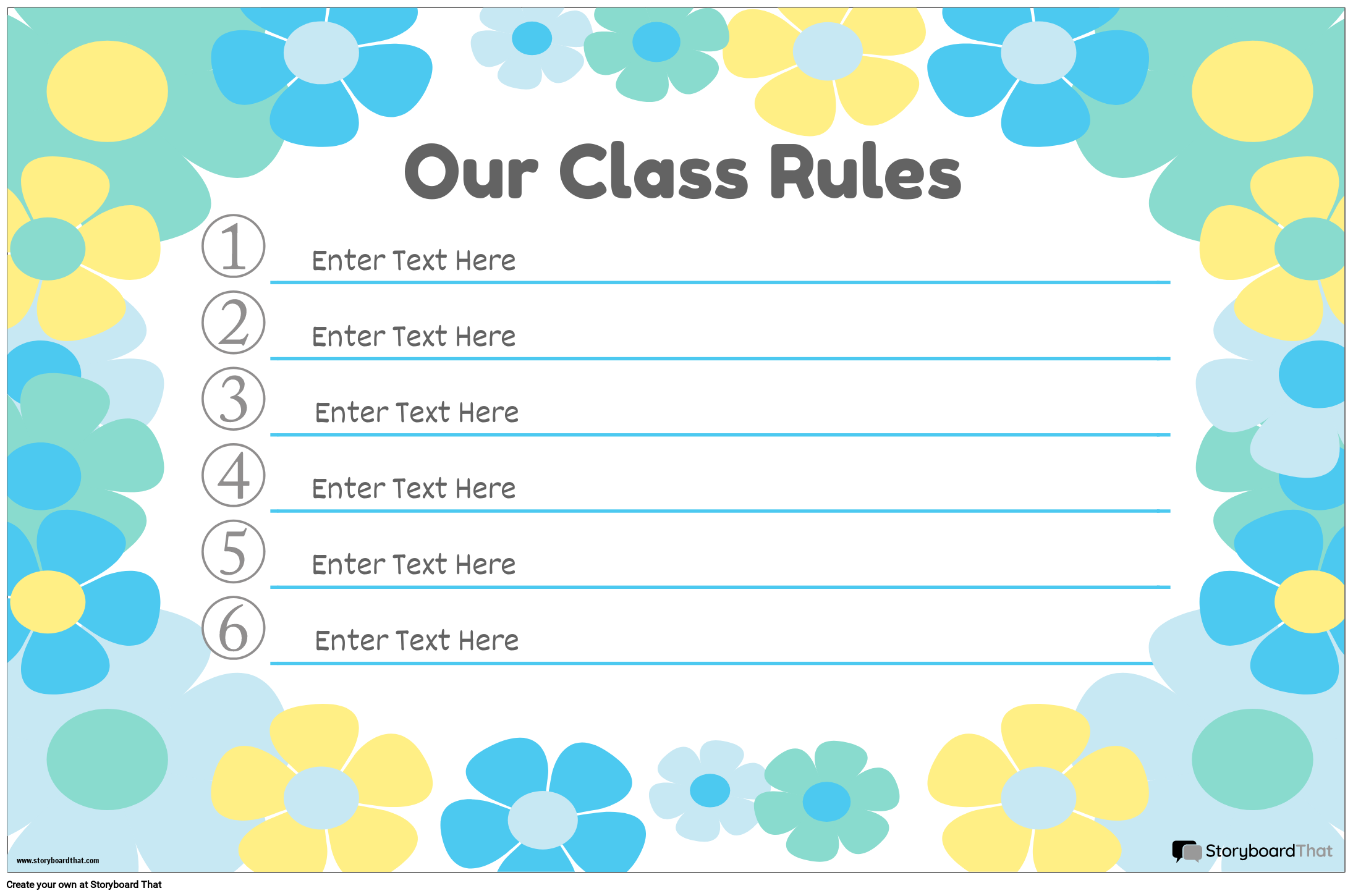 Flowery Rules of the Classroom Poster Template