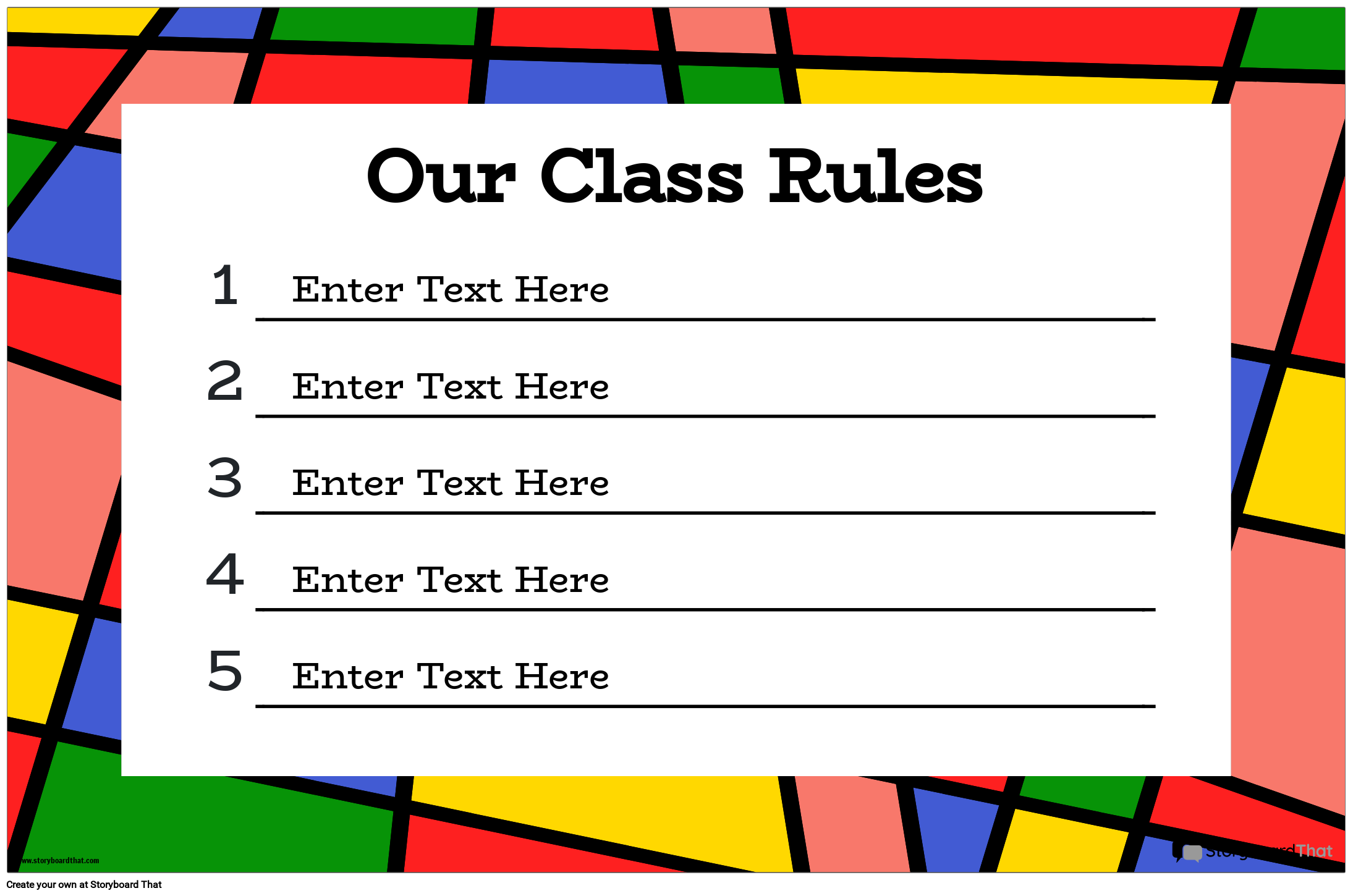 Customizable, Colorful Classroom Rules Template 