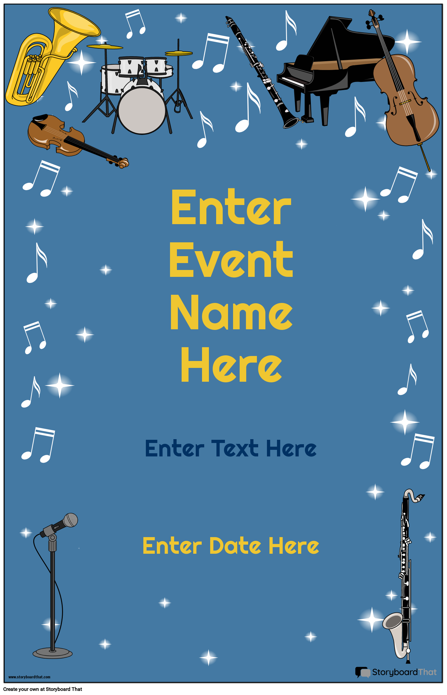 Fun Musical Instruments Themed Event Poster Template