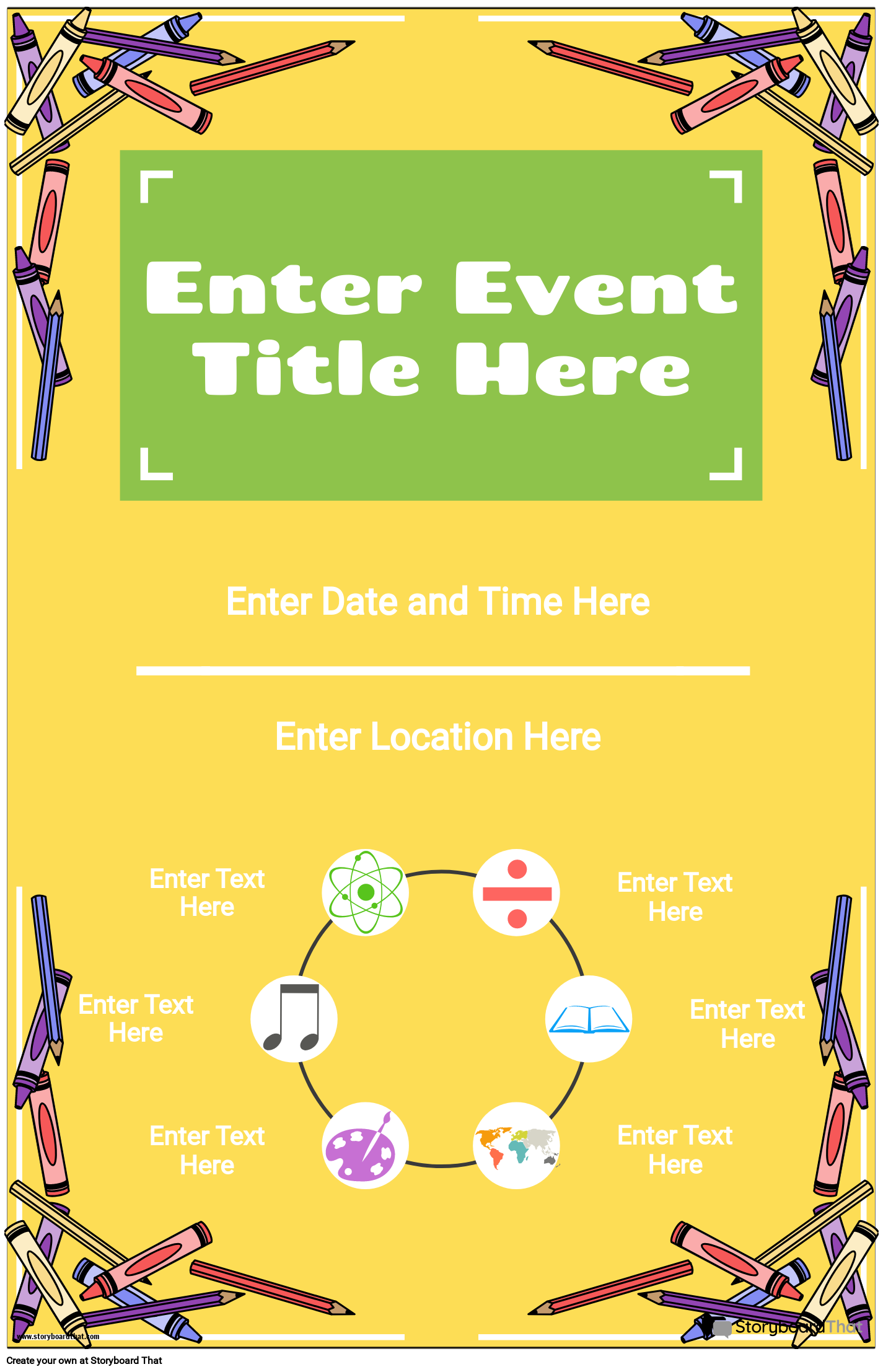 Event Poster Design Featuring a Yellow Background