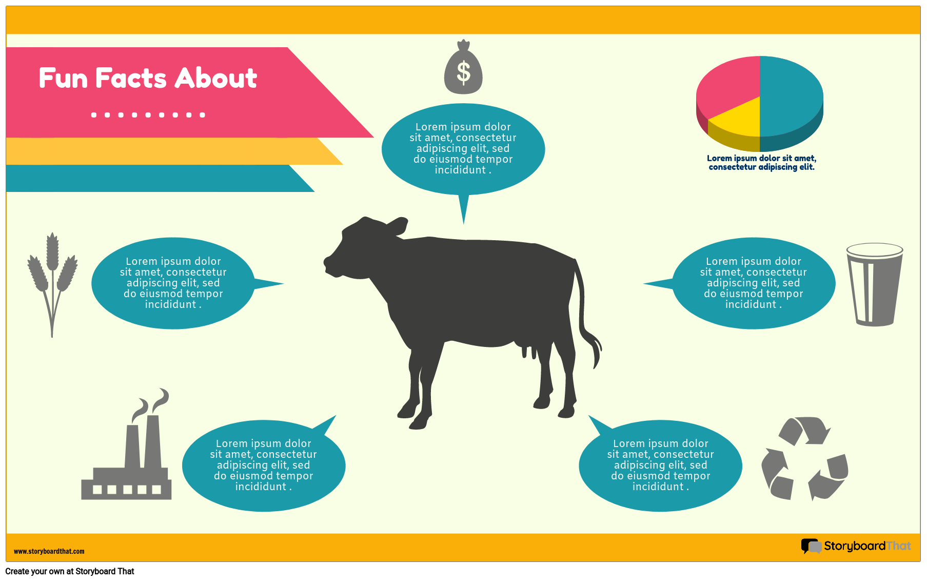 Fun Facts Infographics Template Featuring a Cow