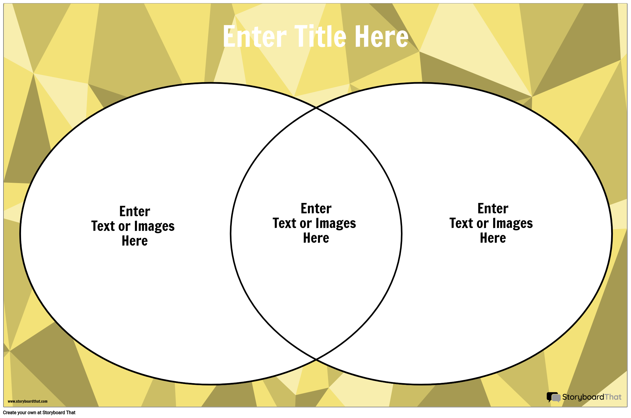 Graphic Venn Diagram Template with a Golden Background