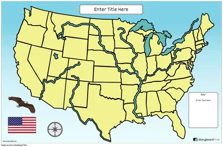 Map Poster 22 Color Landscape USA Physical