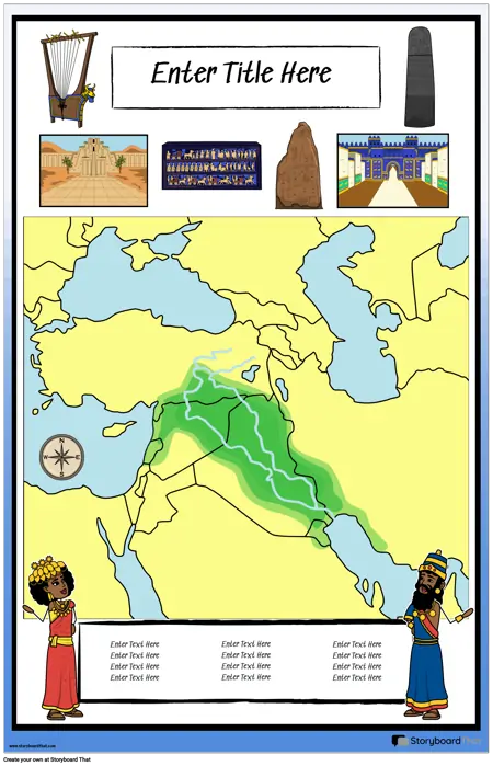 Map Poster 35 Color Portrait Ancient Mesopotamia