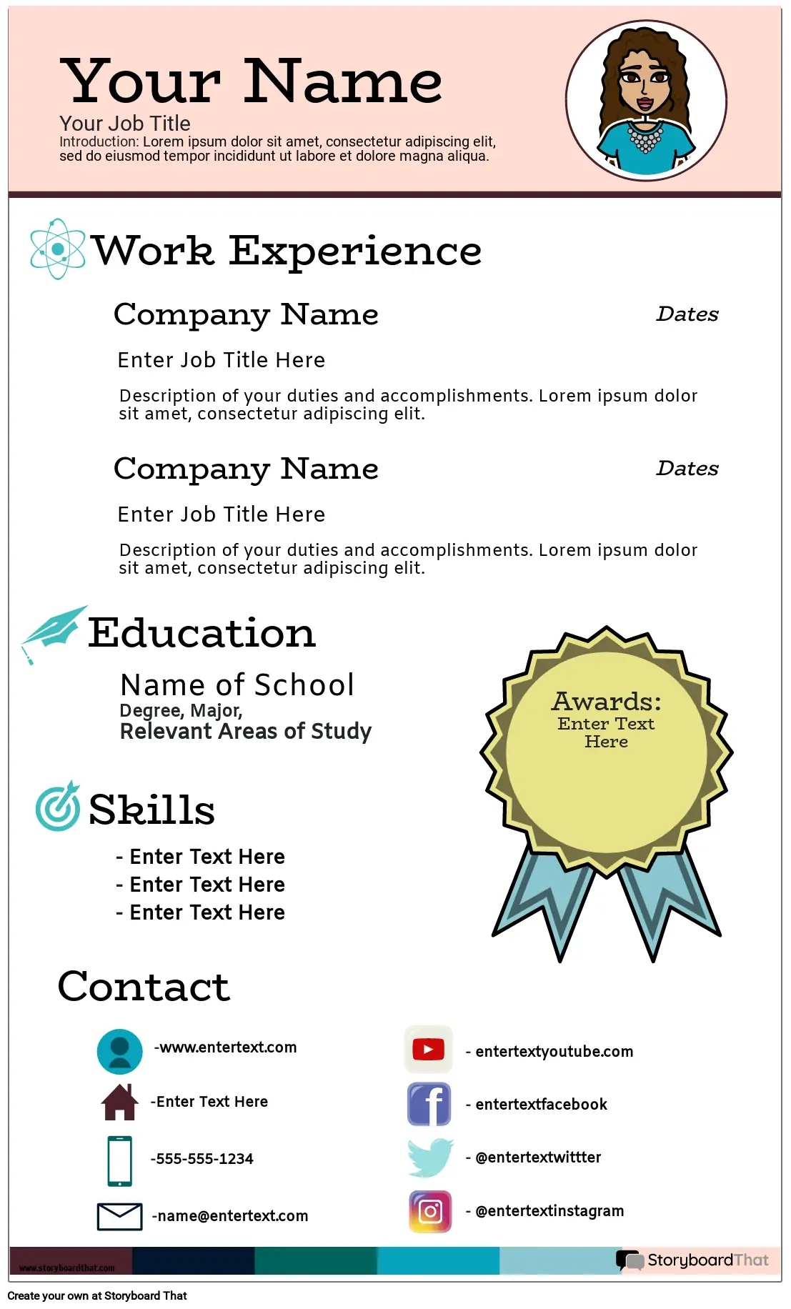 Resume Infographic Portrait Color 7