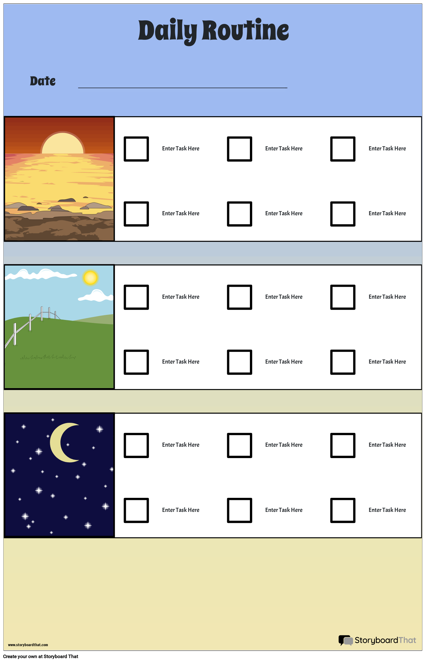 Day to Night Daily Routine Template