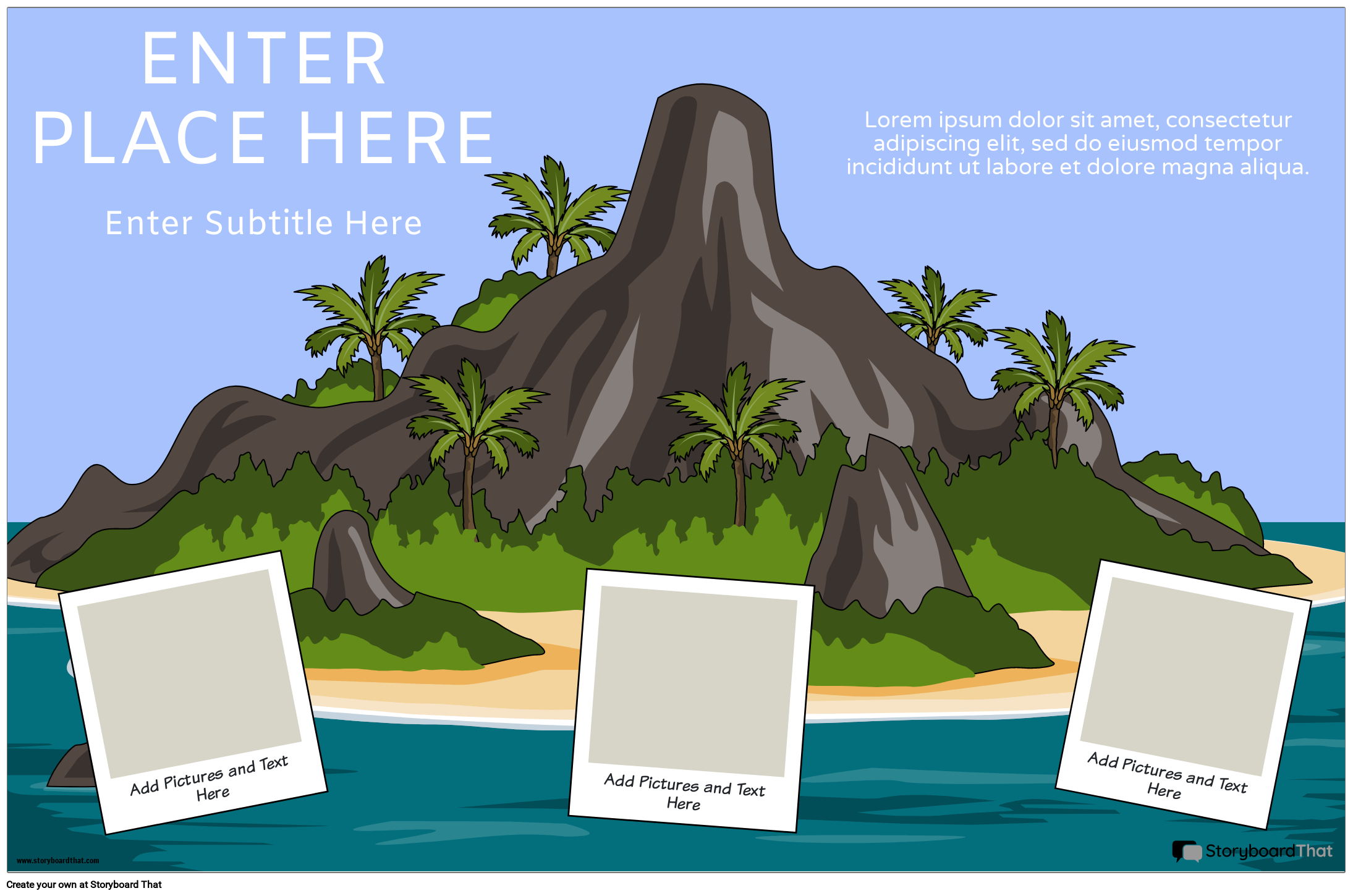 Pretty Island Travel Poster Template Design