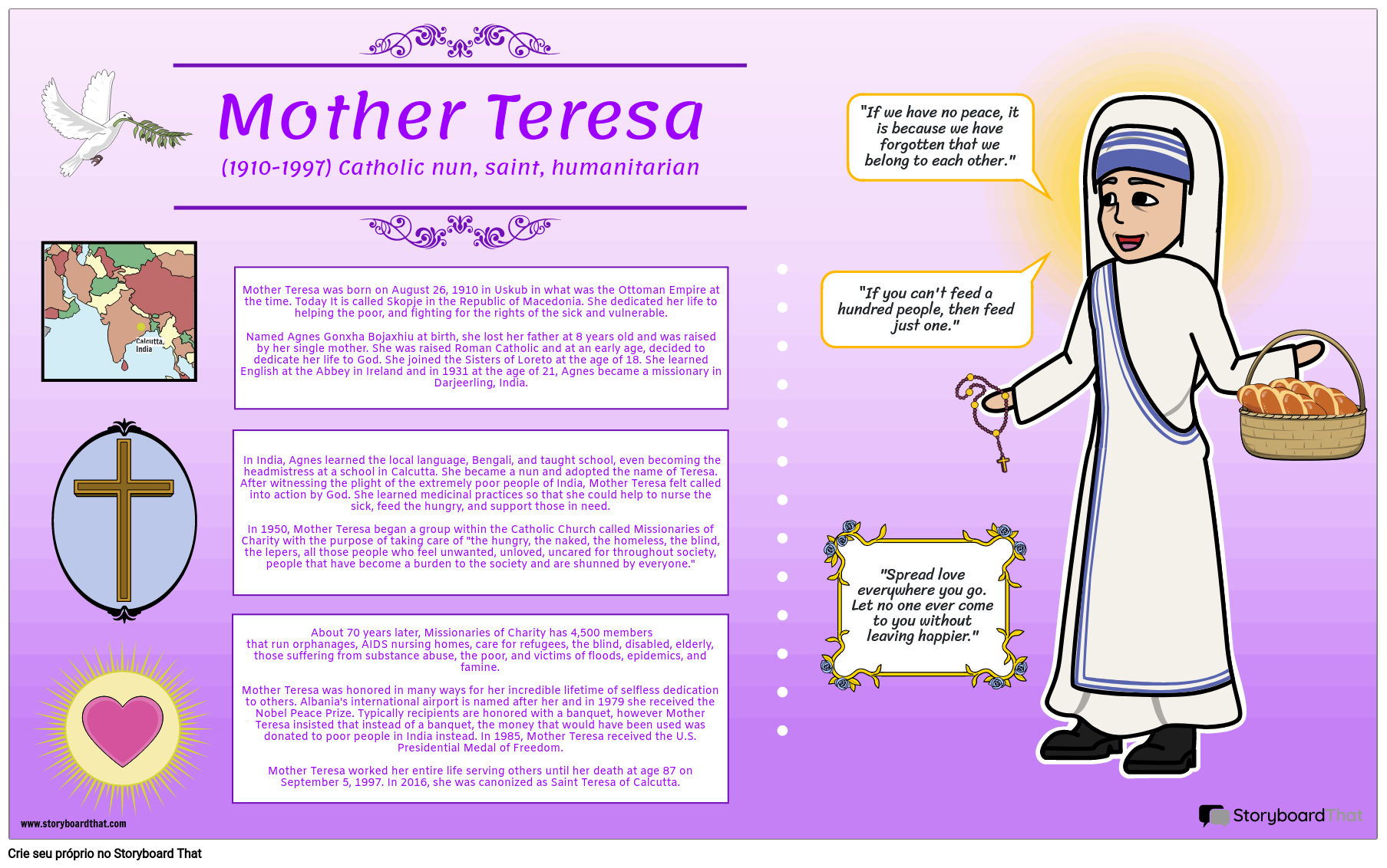 Exemplo de Pôster de Biografia de Madre Teresa 