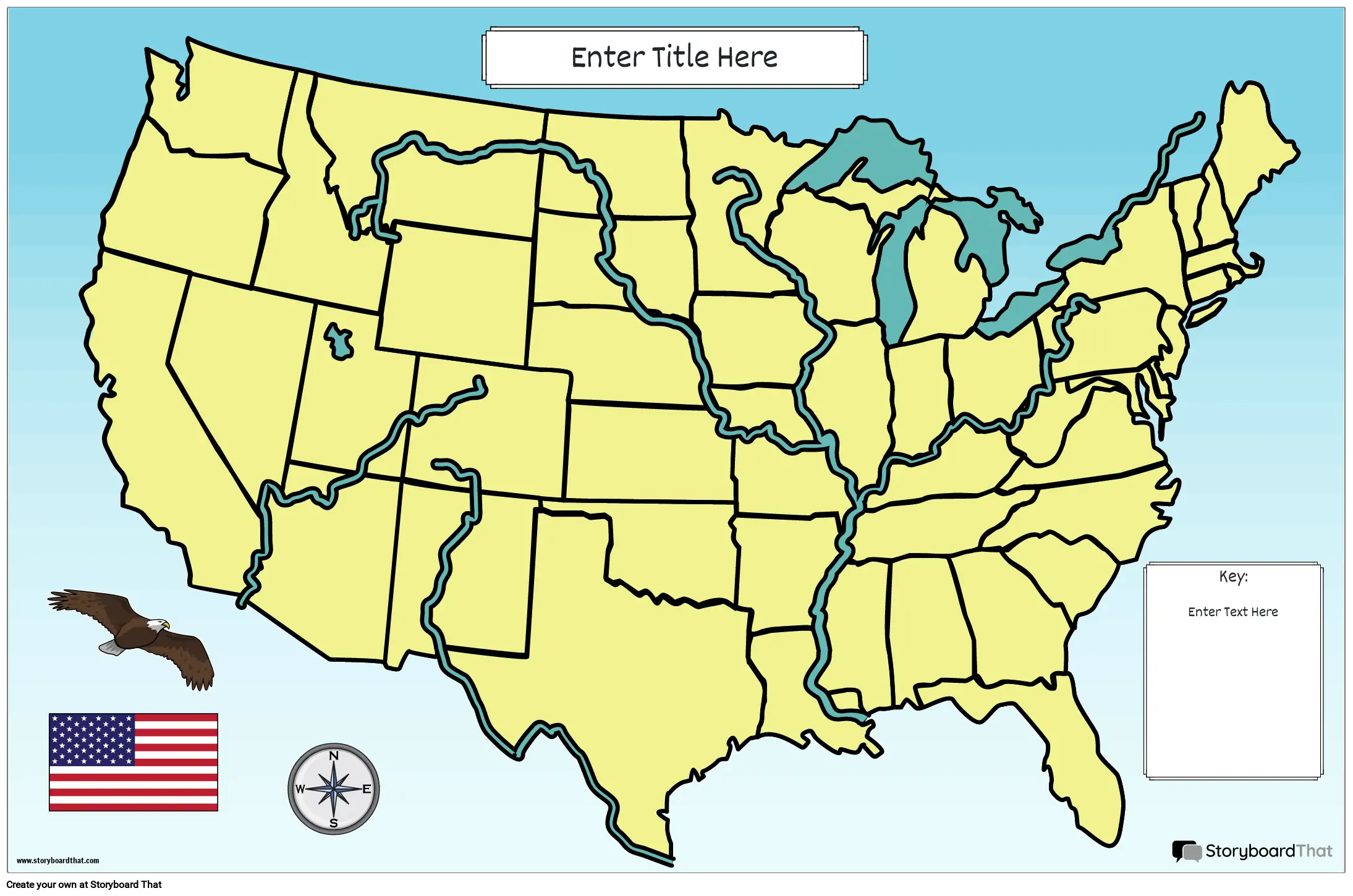 Cartaz Mapa 22 Cores Paisagem EUA Físico