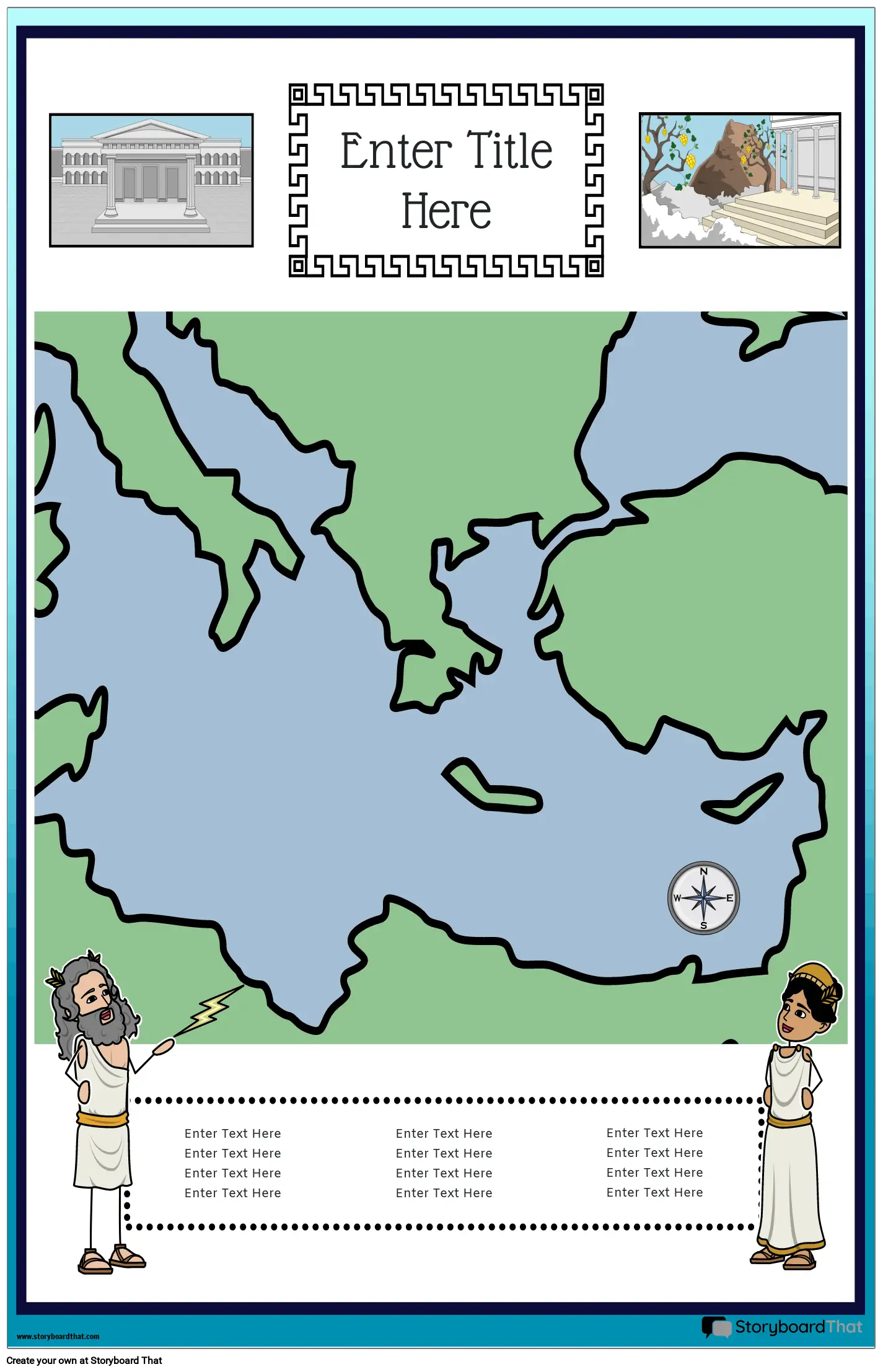Cartaz Mapa Retrato 34 Cores Grécia Antiga