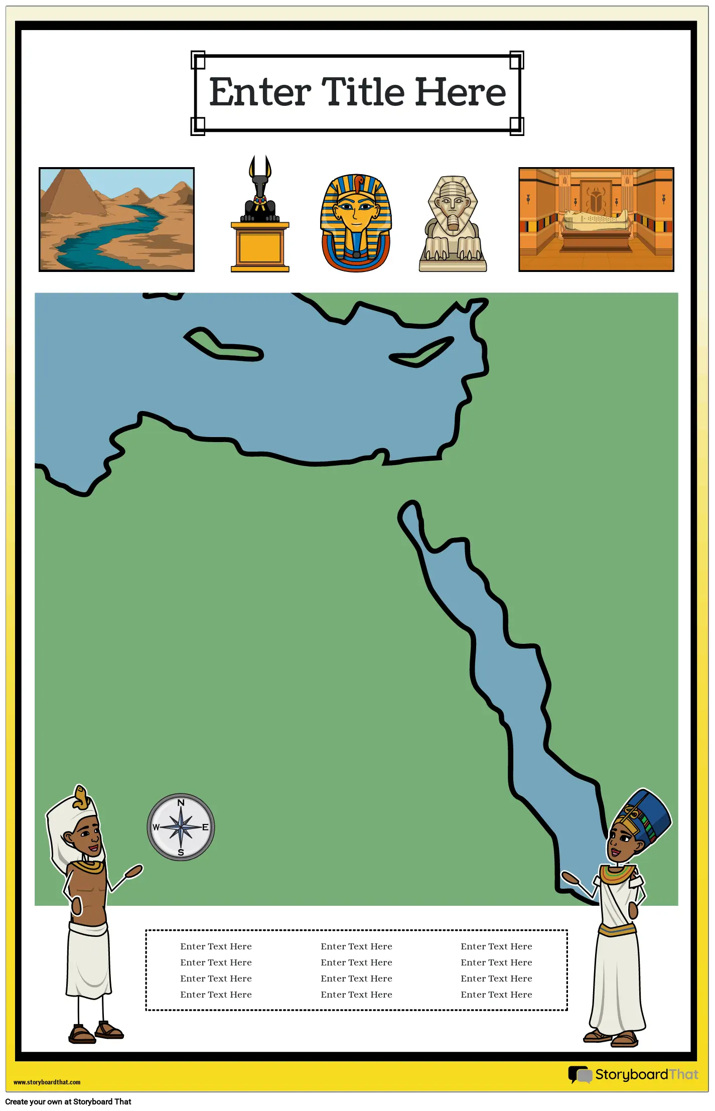Cartaz Mapa Retrato 36 Cores Egito Antigo