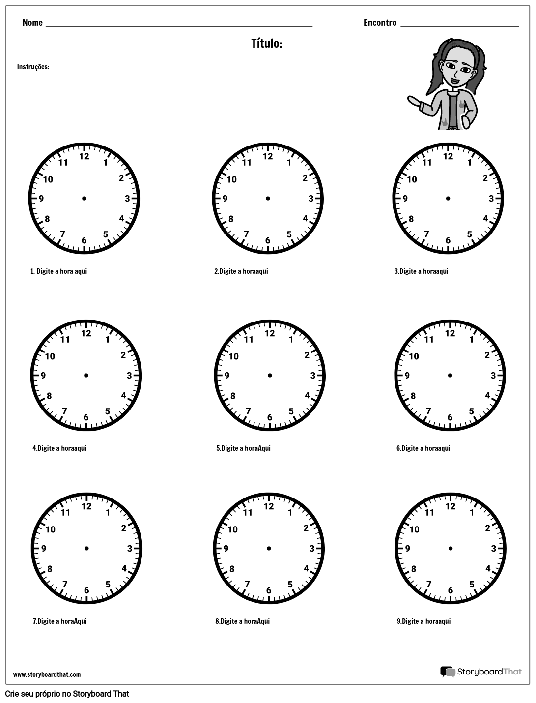 Desenhe os Ponteiros do Relógio