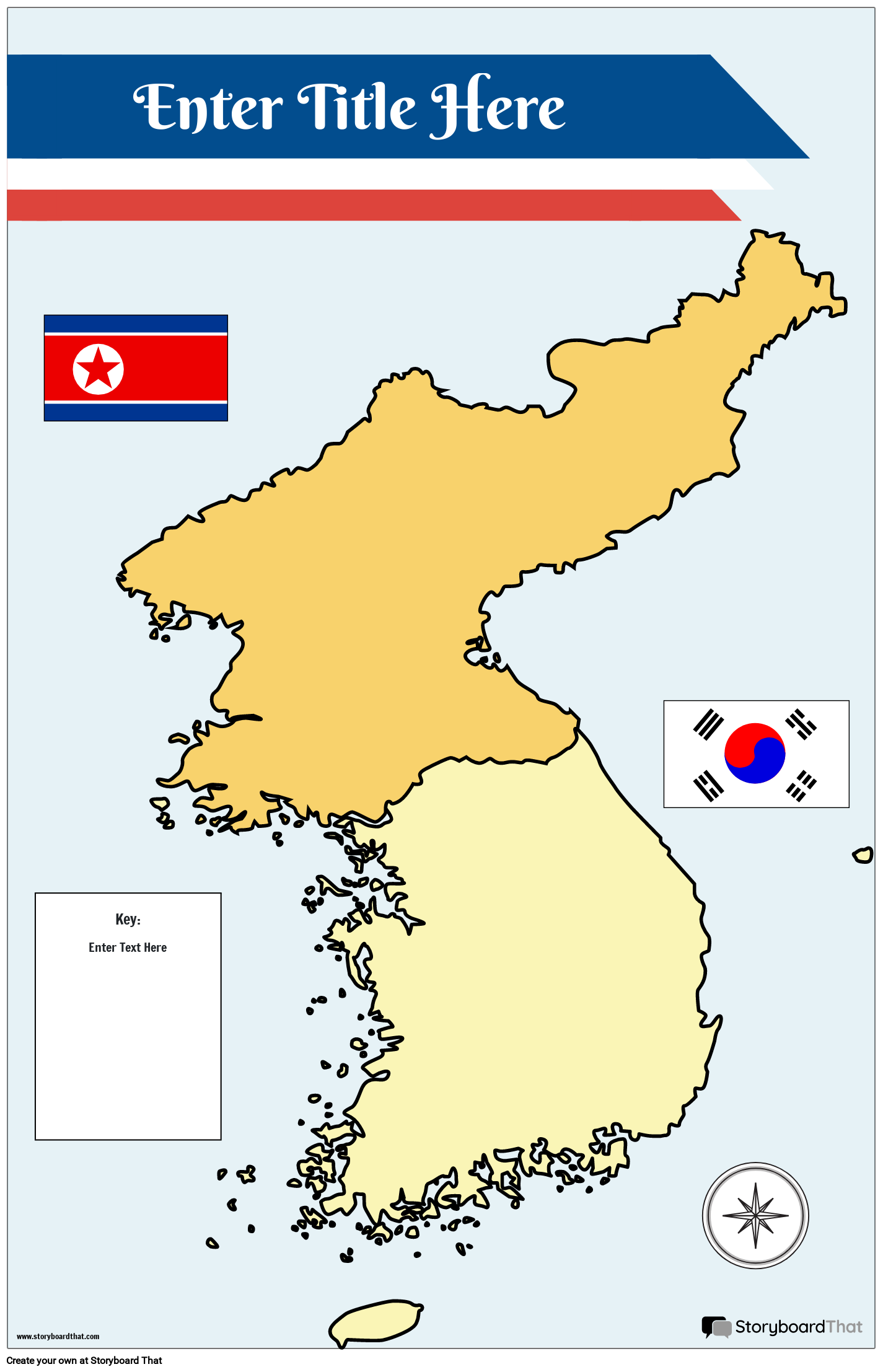 Mapa Poster 31 Cores Retrato da Coreia do Norte e do Sul