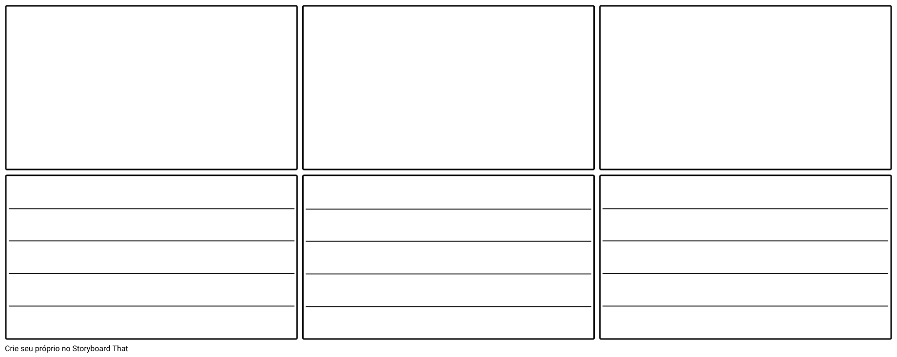 Modelo de storyboard em branco com linhas de largura