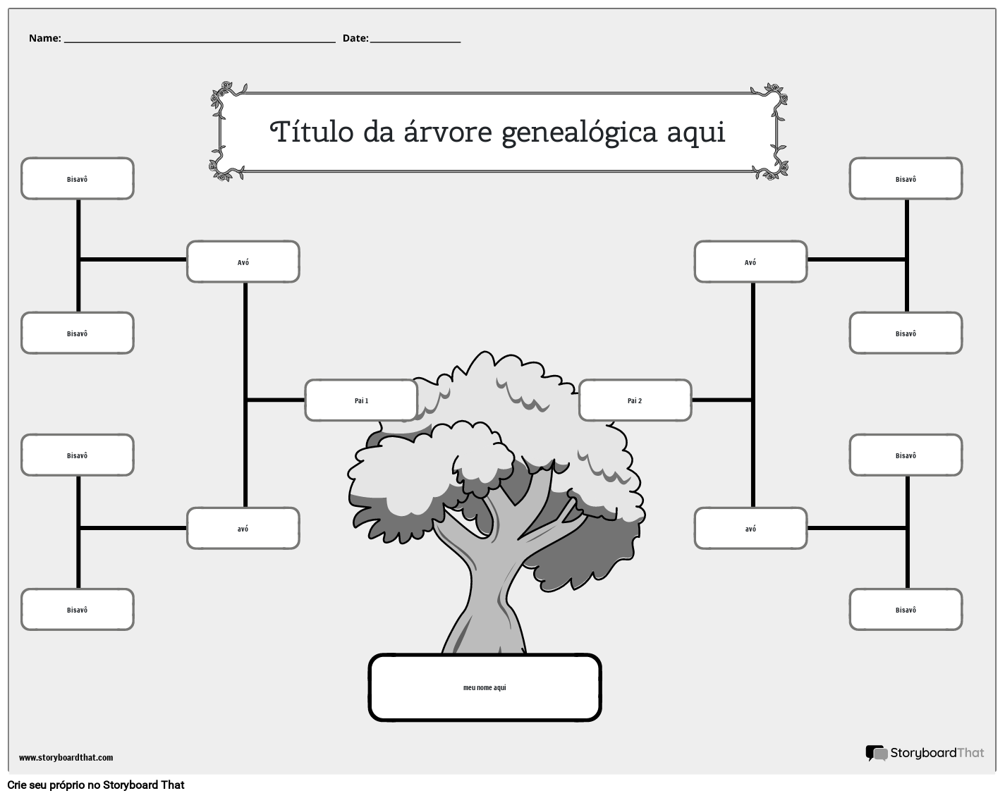 Novo modelo de árvore genealógica ED 3 (preto e branco)