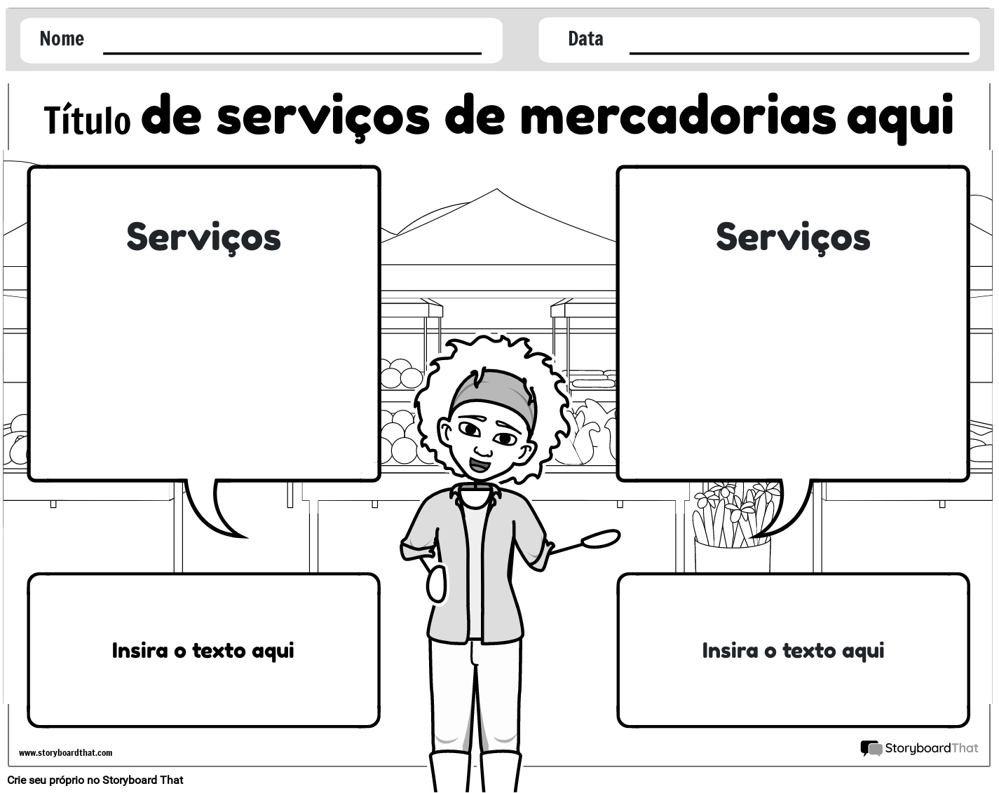 Novo modelo de bens e serviços de página de criação 2 (preto e branco)