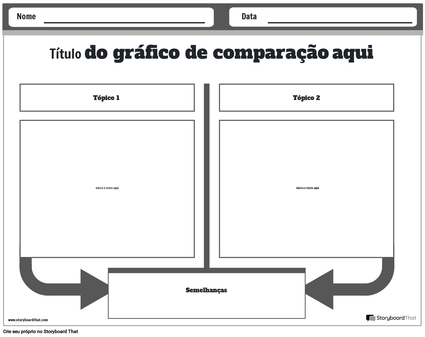 Novo modelo de gráfico de comparação de páginas de criação 2 (preto e branc