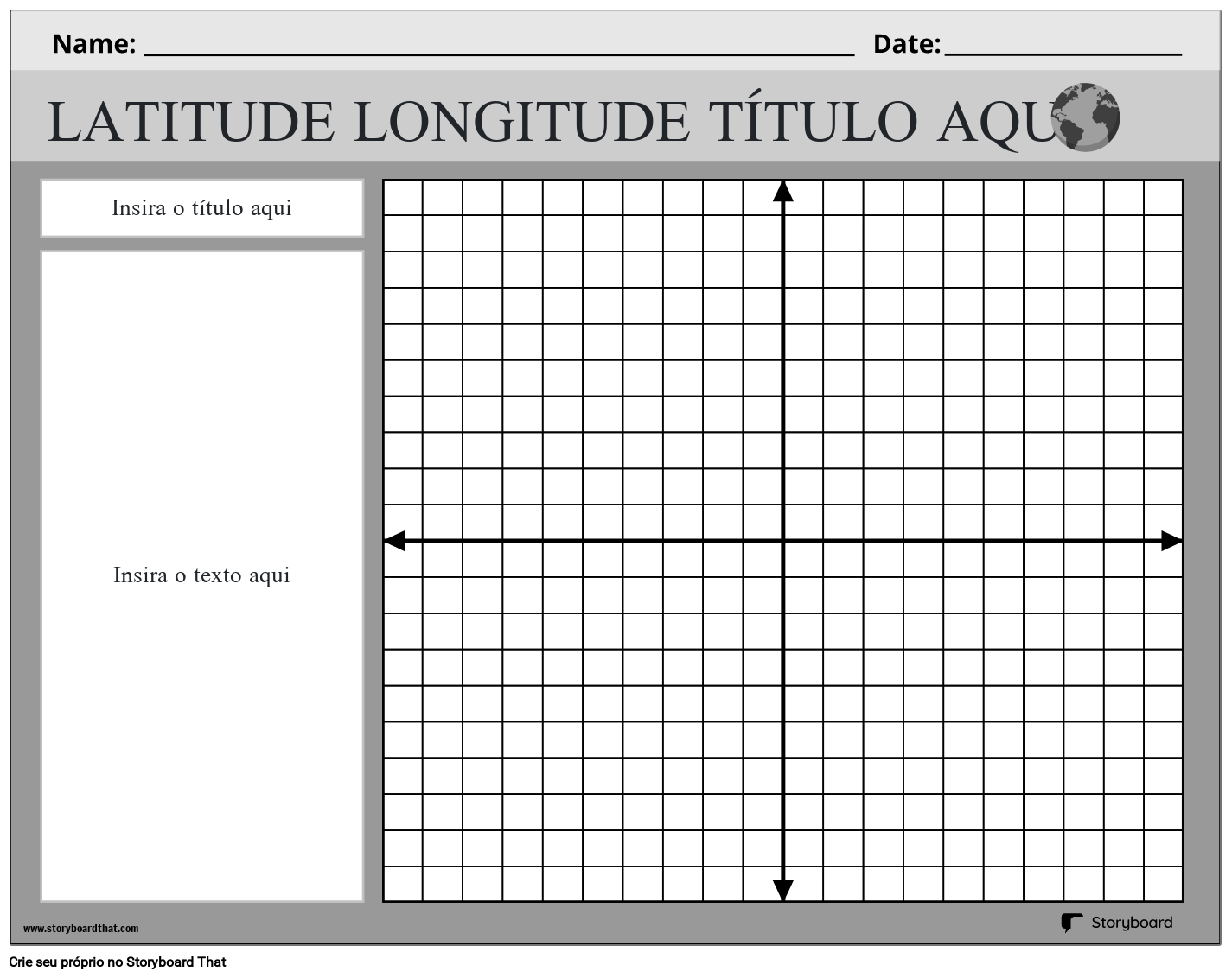 Novo modelo de latitude e longitude de página de criação 2 (preto e branco)