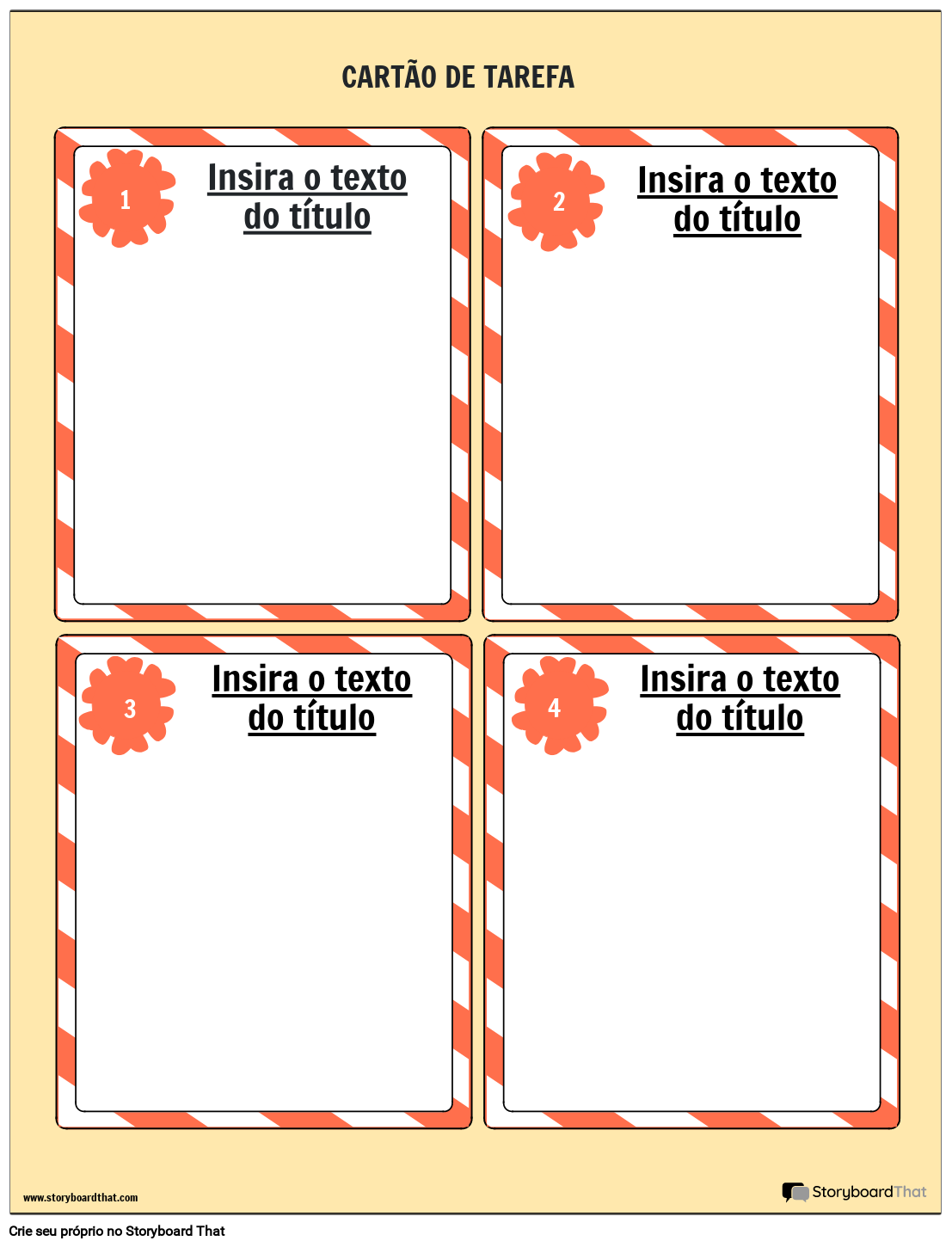 Planilha de cartão de tarefas para impressão