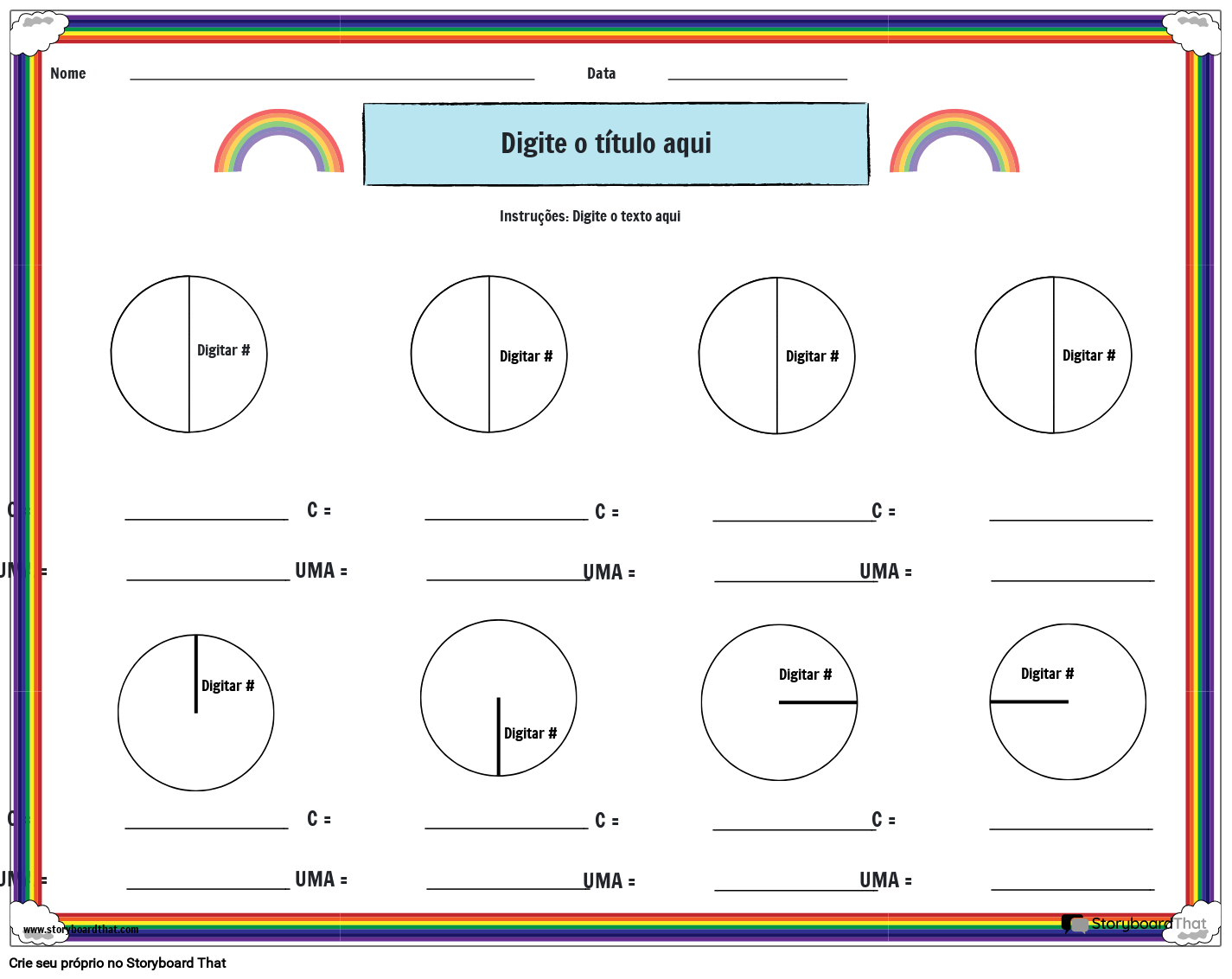 Planilha de círculo com tema arco-íris em cores