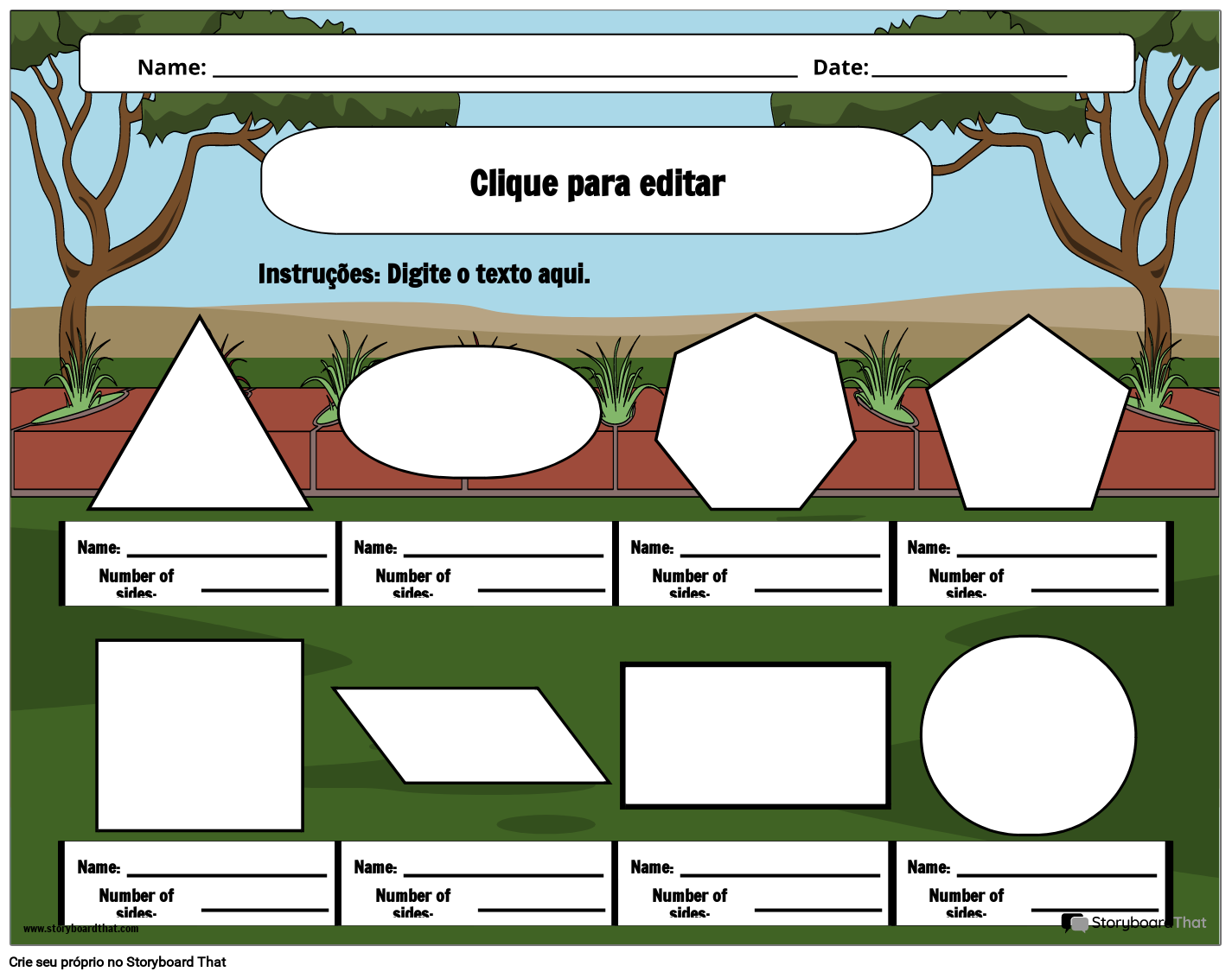 Planilha de Formas 2D Inspirada no Jardim Pronta Para Impressão