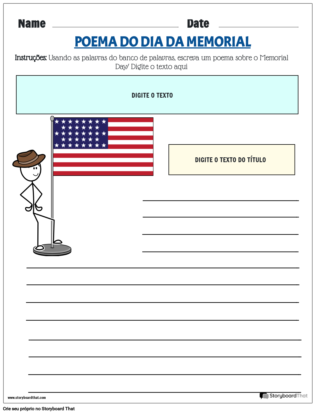 Planilha De Poema Do Memorial Day Storyboard By Pt Examples