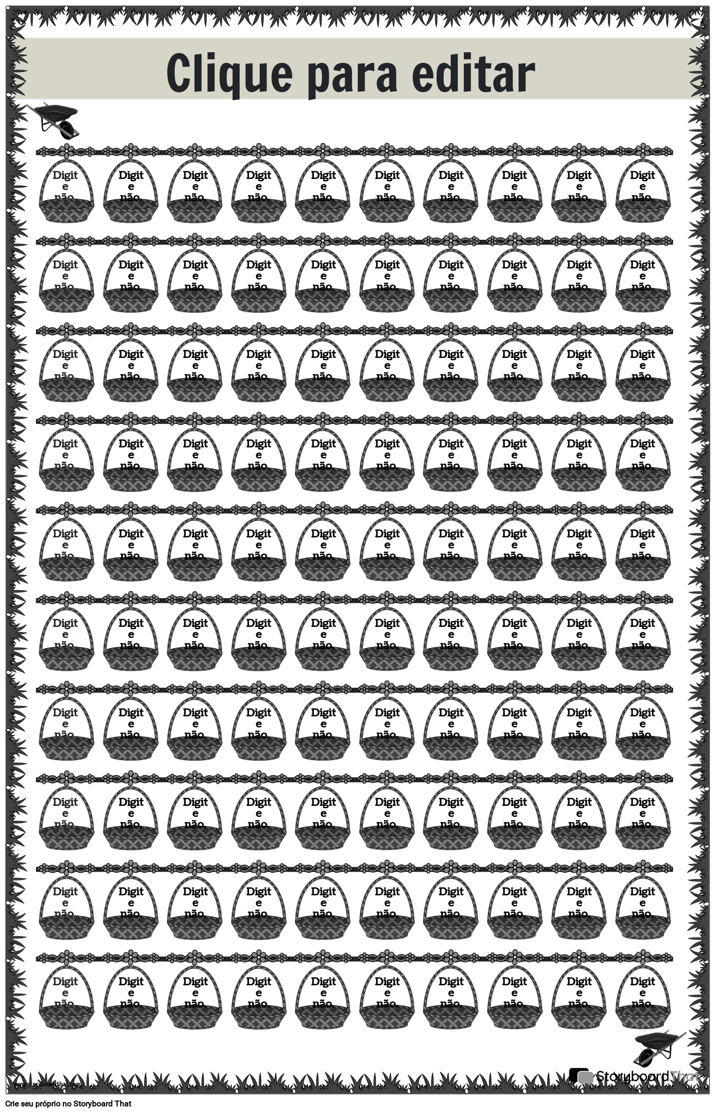 Pôster de linha numérica com cesta em preto e branco