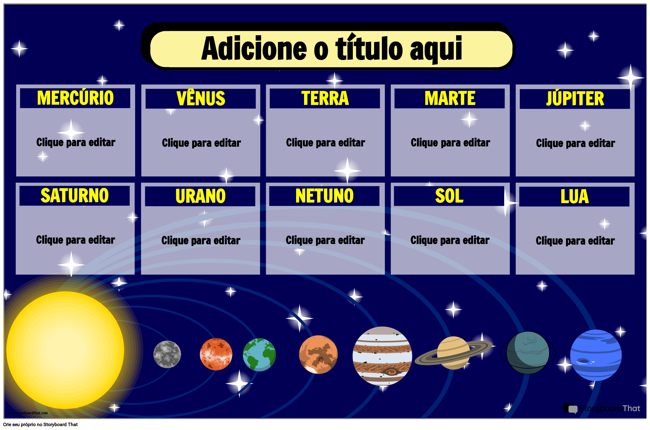 Pôster Educacional do Sistema Solar