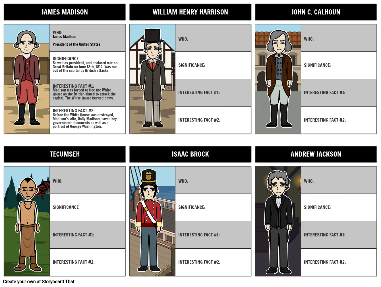 Major Figures In The War Of 1812 Storyboard By Richard Cleggett