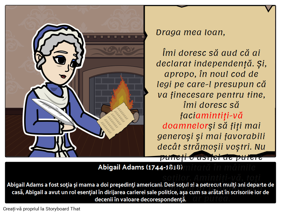 Exemplu de biografie a lui Abigail Adams