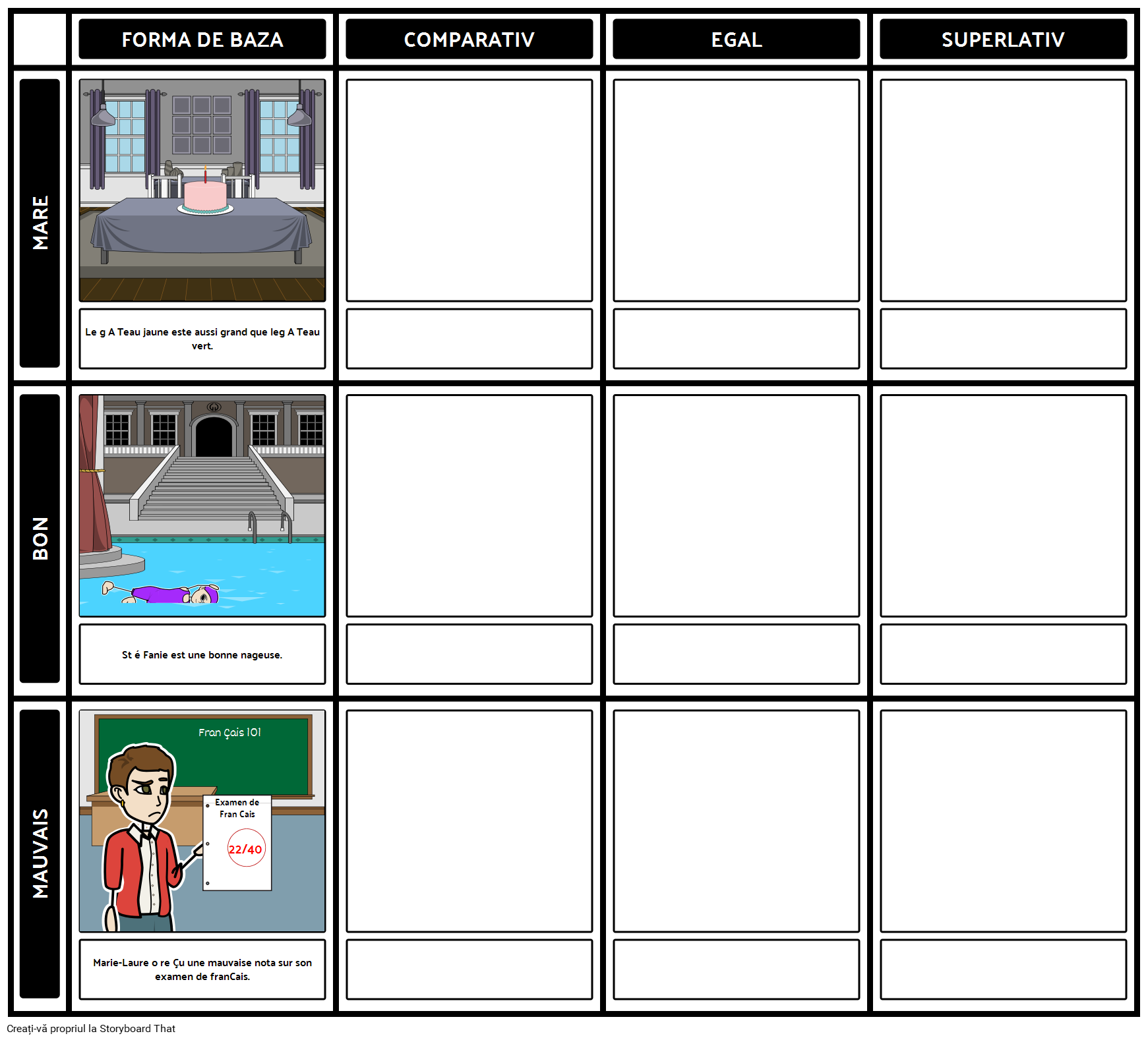 Adjective Franceze De Model De Comparare 2 Storyboard