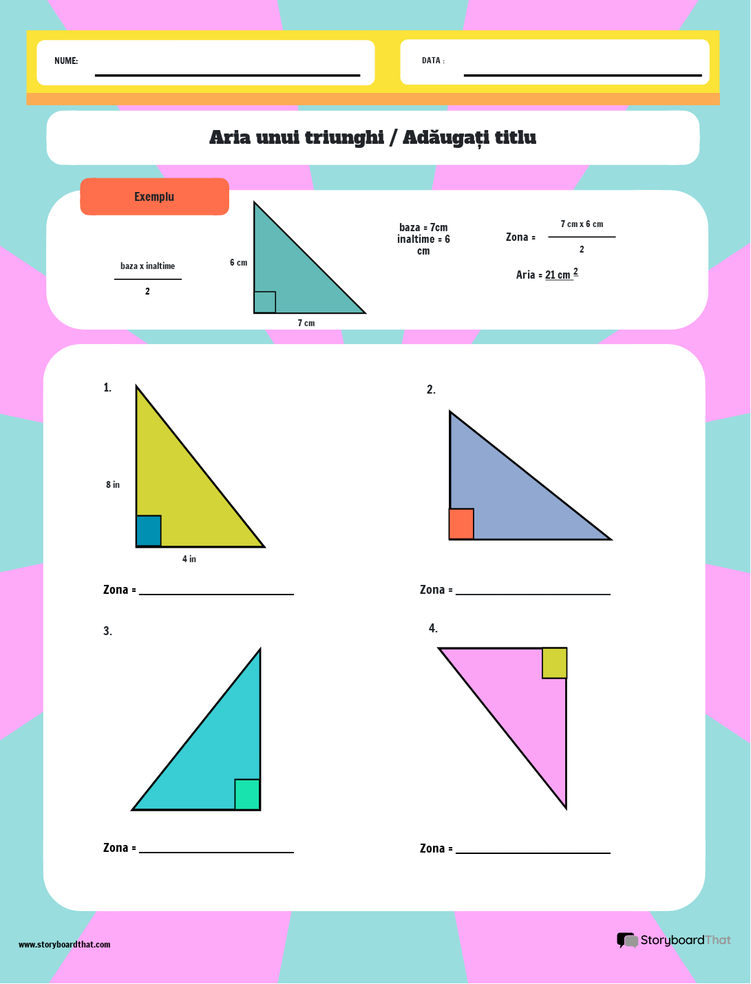 Aria unei foi de lucru triunghi cu fundal geometric