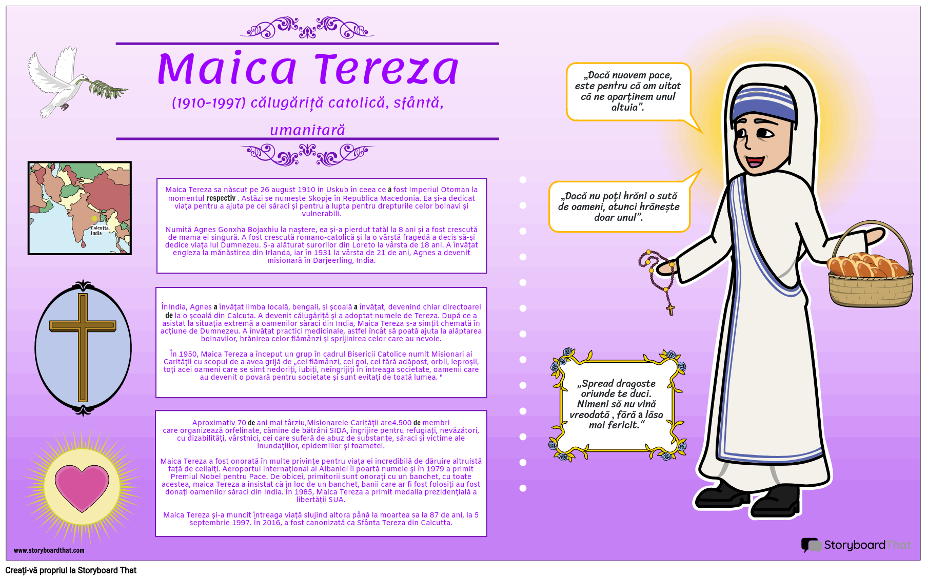 Exemplu de Poster de Biografie a Maicii Tereza 